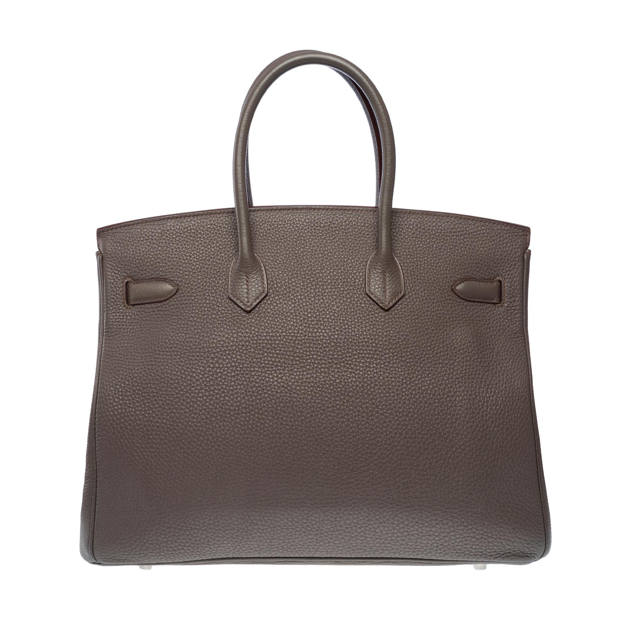 Women's or Men's Magnificent Hermès Birkin 35 handbag in Etain Grey Togo leather, PHW For Sale