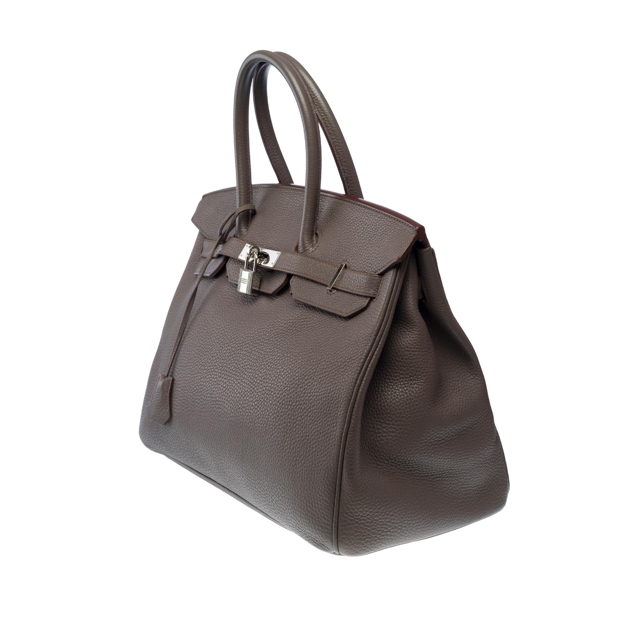 Magnificent Hermès Birkin 35 handbag in Etain Grey Togo leather, PHW For Sale 1