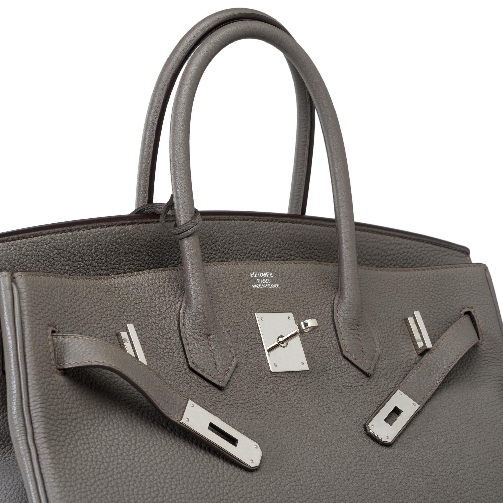 Magnificent Hermès Birkin 35 handbag in Etain Grey Togo leather, PHW 2