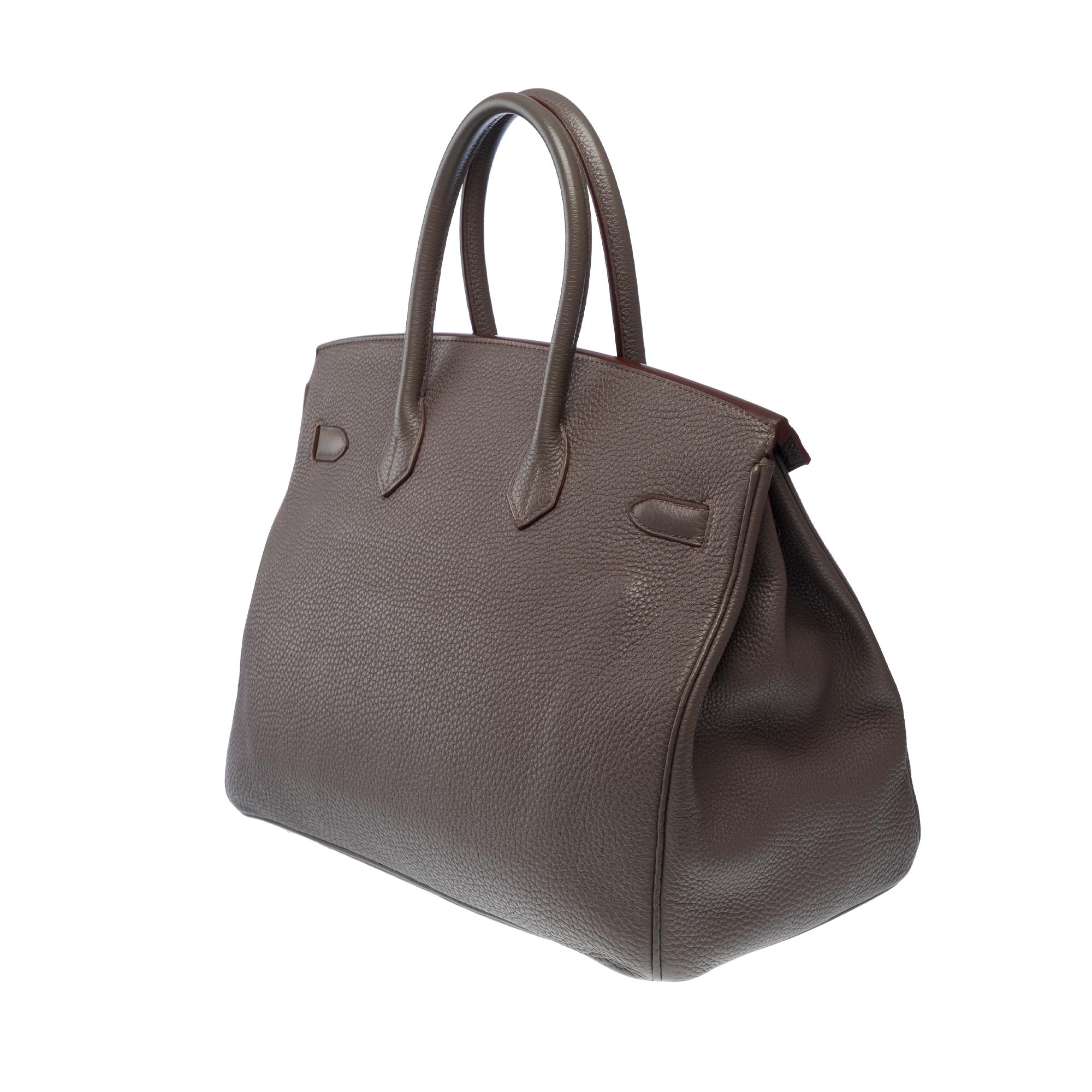 Magnificent Hermès Birkin 35 handbag in Etain Grey Togo leather, PHW For Sale 2