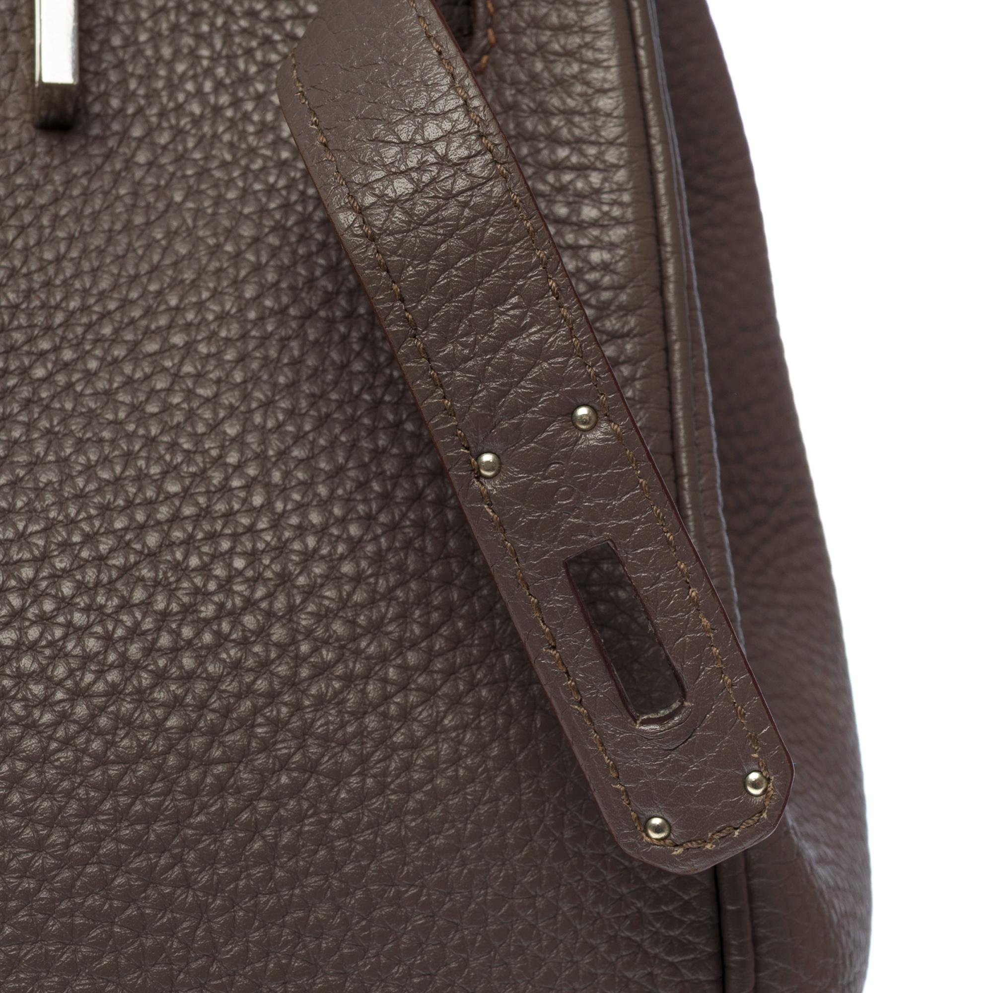 Magnificent Hermès Birkin 35 handbag in Etain Grey Togo leather, PHW For Sale 4