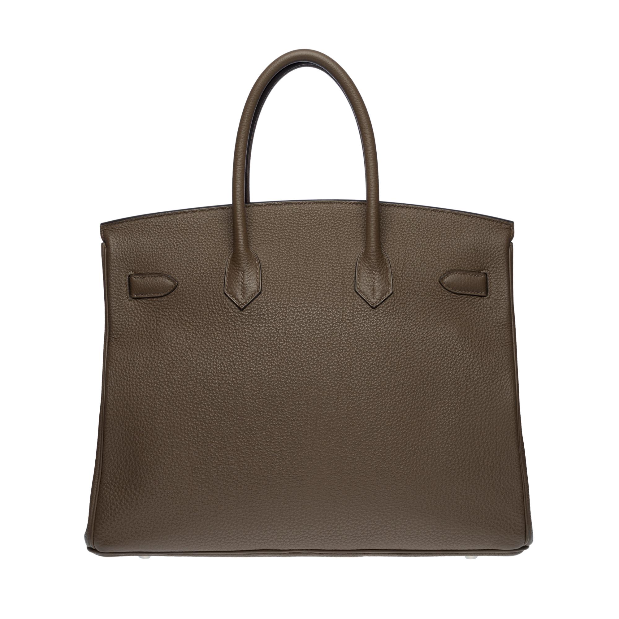 Magnificent Hermès Birkin 35 handbag in Gris Elephant Togo leather, SHW In Excellent Condition In Paris, IDF