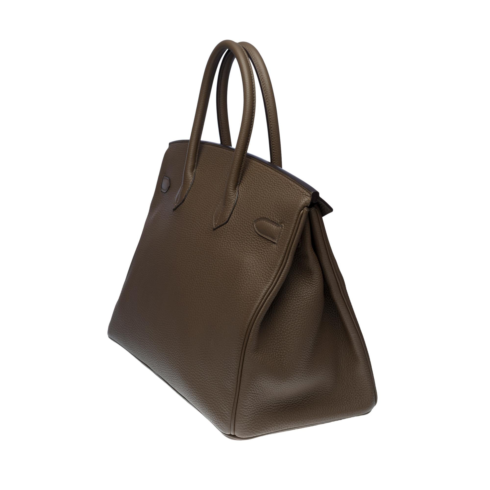 Black Magnificent Hermès Birkin 35 handbag in Gris Elephant Togo leather, SHW