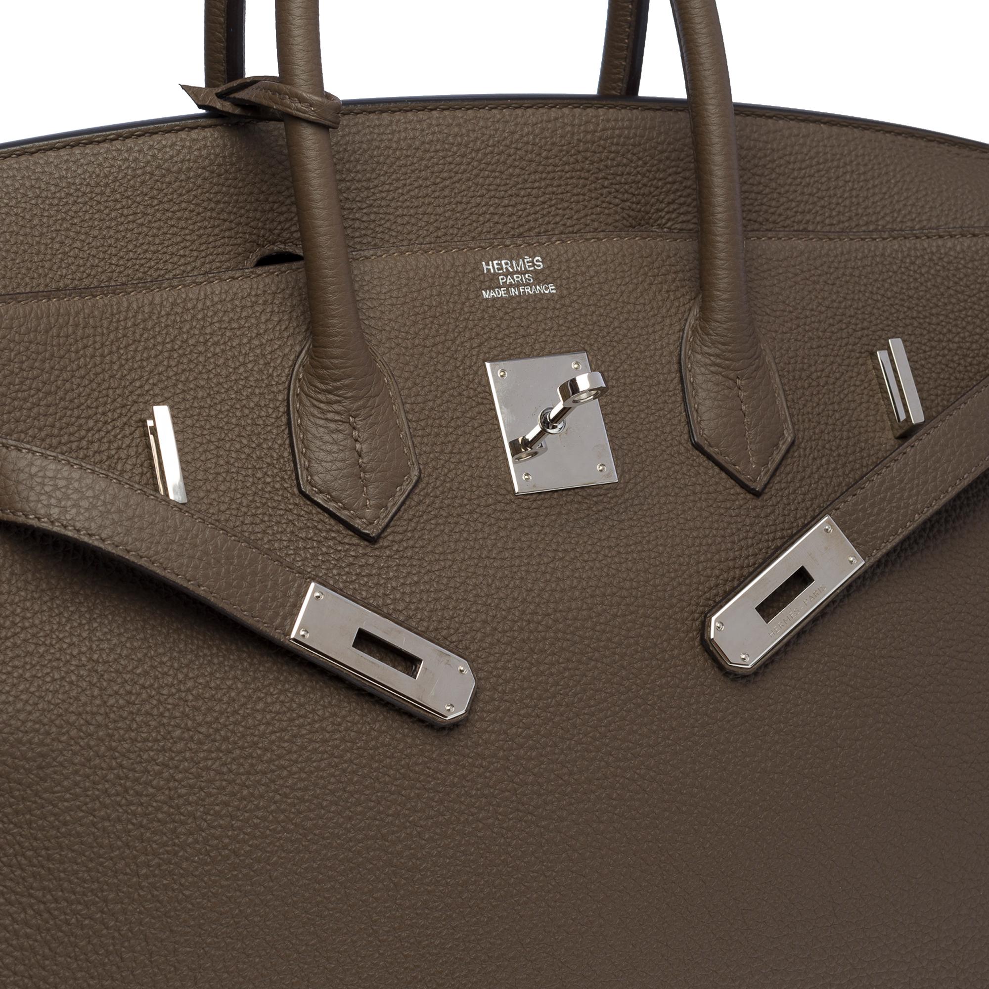 Magnificent Hermès Birkin 35 handbag in Gris Elephant Togo leather, SHW In Excellent Condition In Paris, IDF