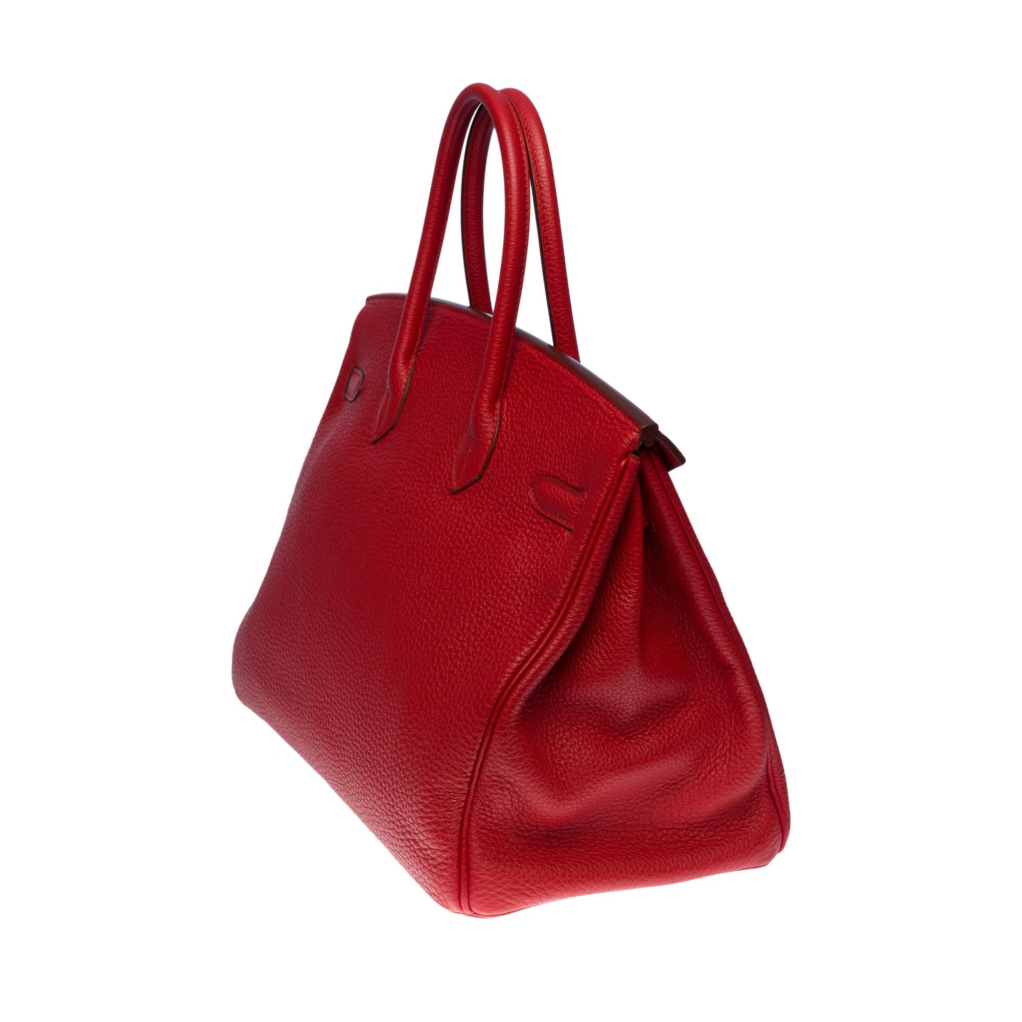 Magnificent Hermès Birkin 35 handbag in Rouge Casaque Togo leather, SHW In Good Condition In Paris, IDF