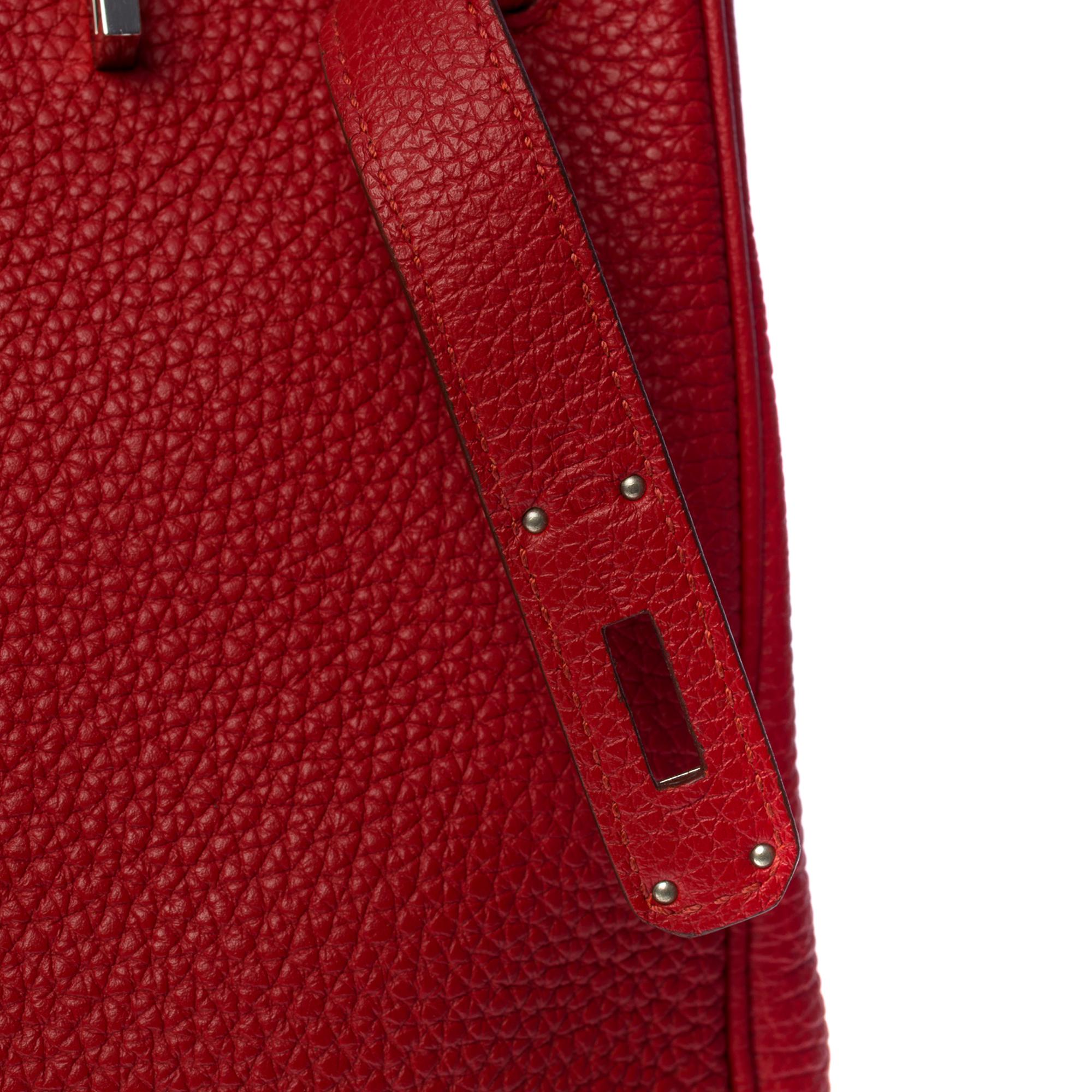 Magnificent Hermès Birkin 35 handbag in Rouge Casaque Togo leather, SHW 1