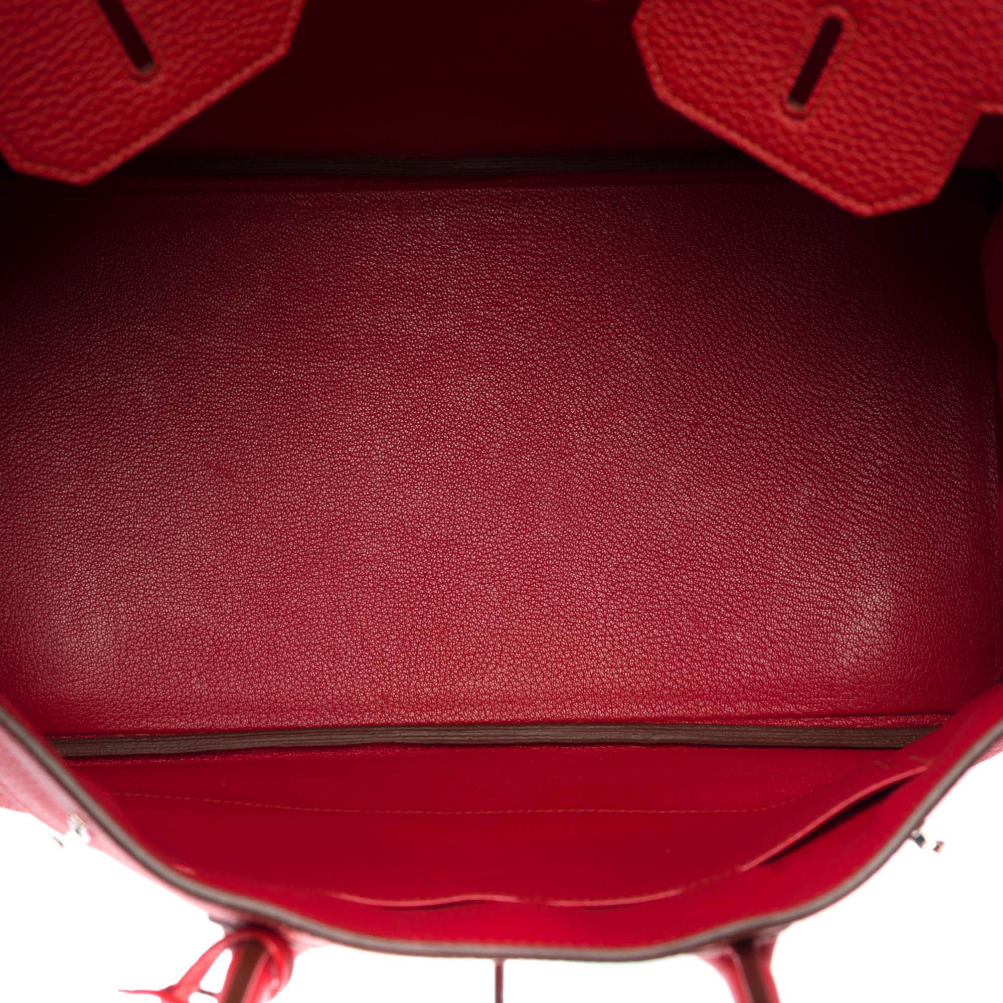Magnificent Hermès Birkin 35 handbag in Rouge Casaque Togo leather, SHW 2