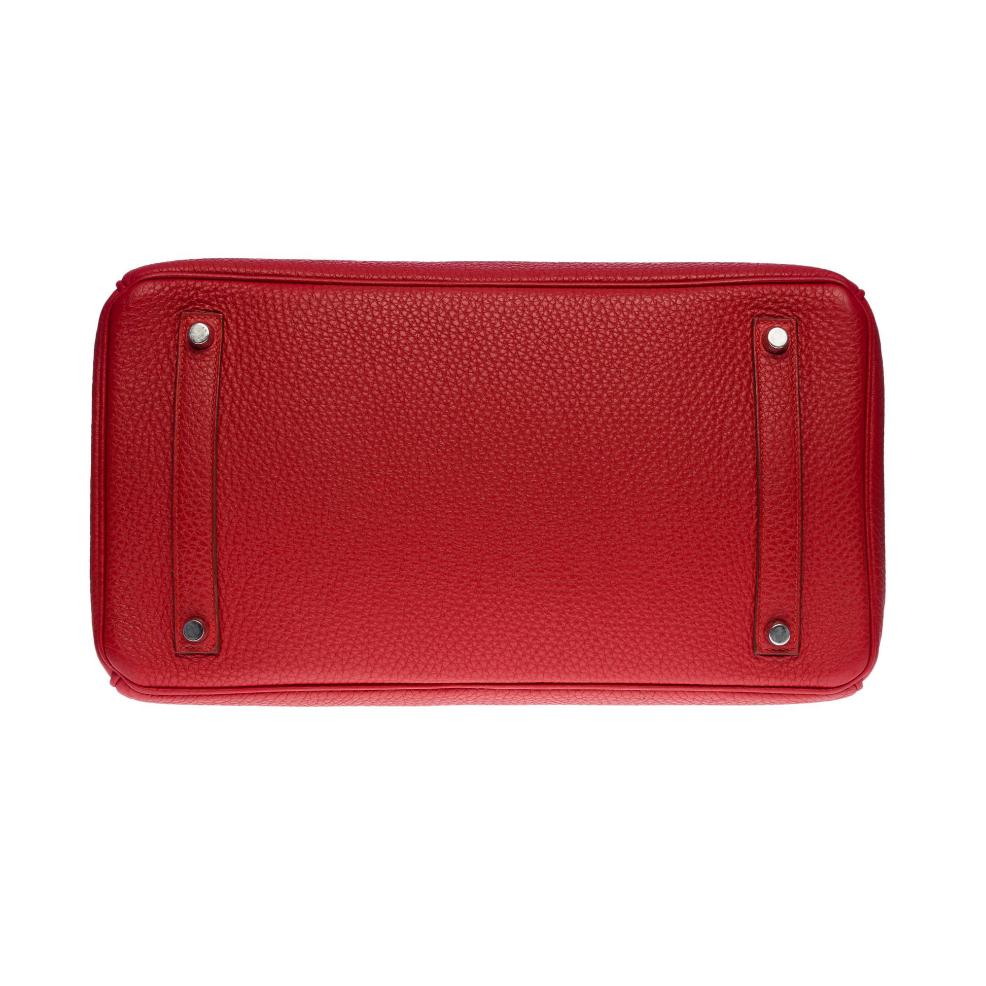 Magnificent Hermès Birkin 35 handbag in Rouge Casaque Togo leather, SHW 4