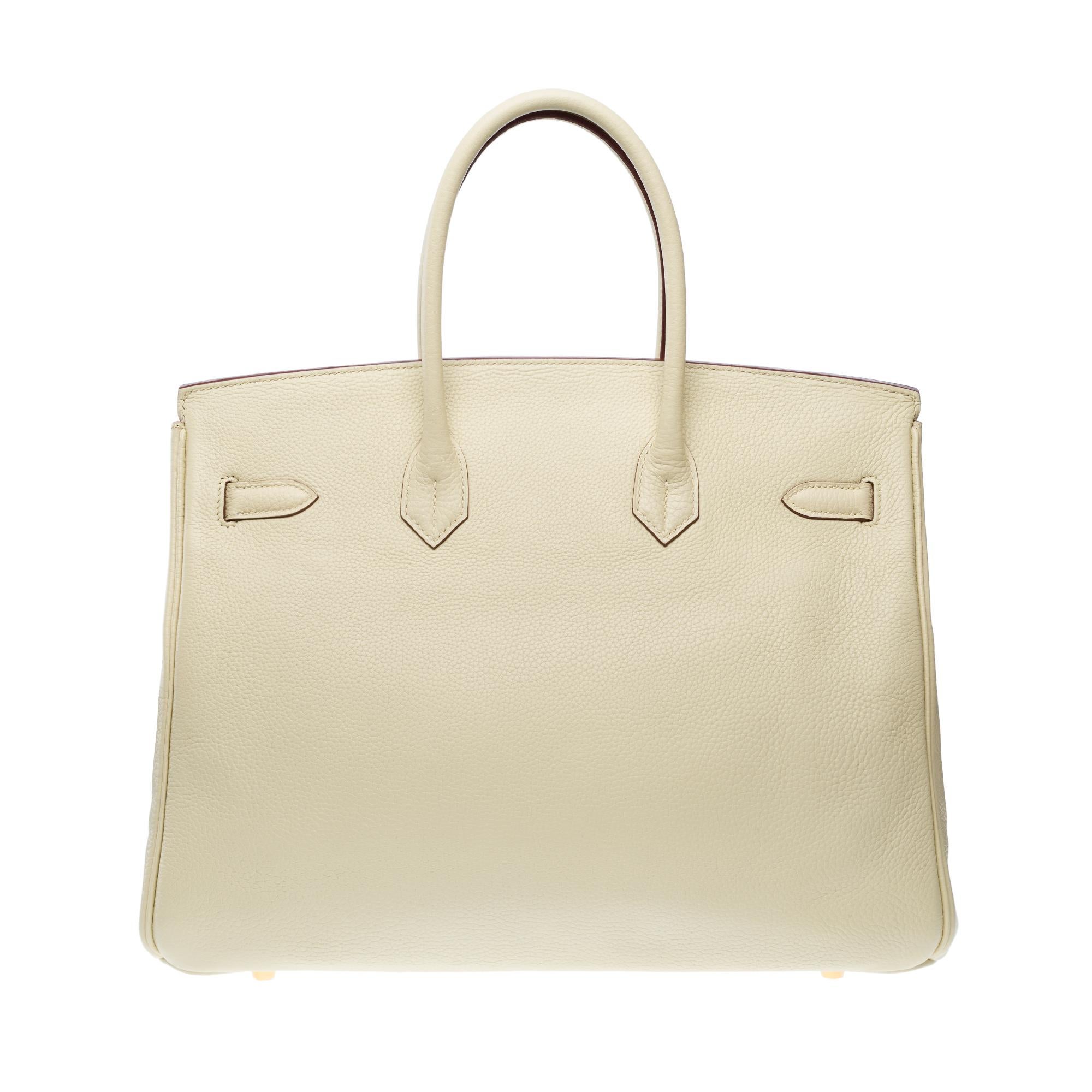 Beige Magnificent Hermès Birkin 35 handbag in Vanille calf Togo leather, GHW