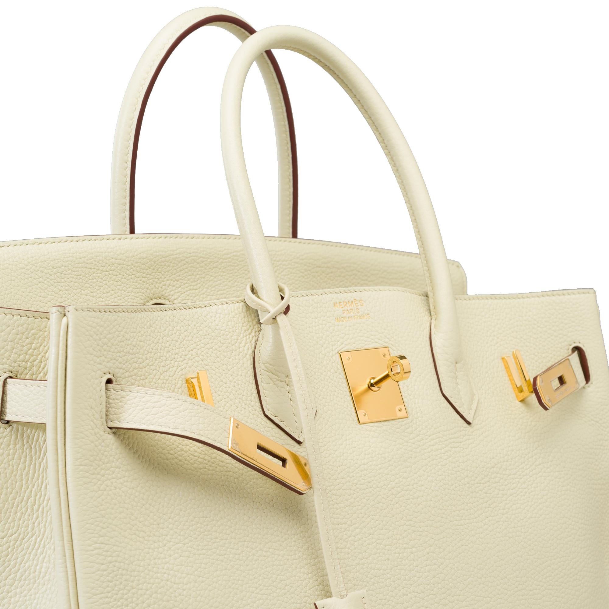 Magnificent Hermès Birkin 35 handbag in Vanille calf Togo leather, GHW 1
