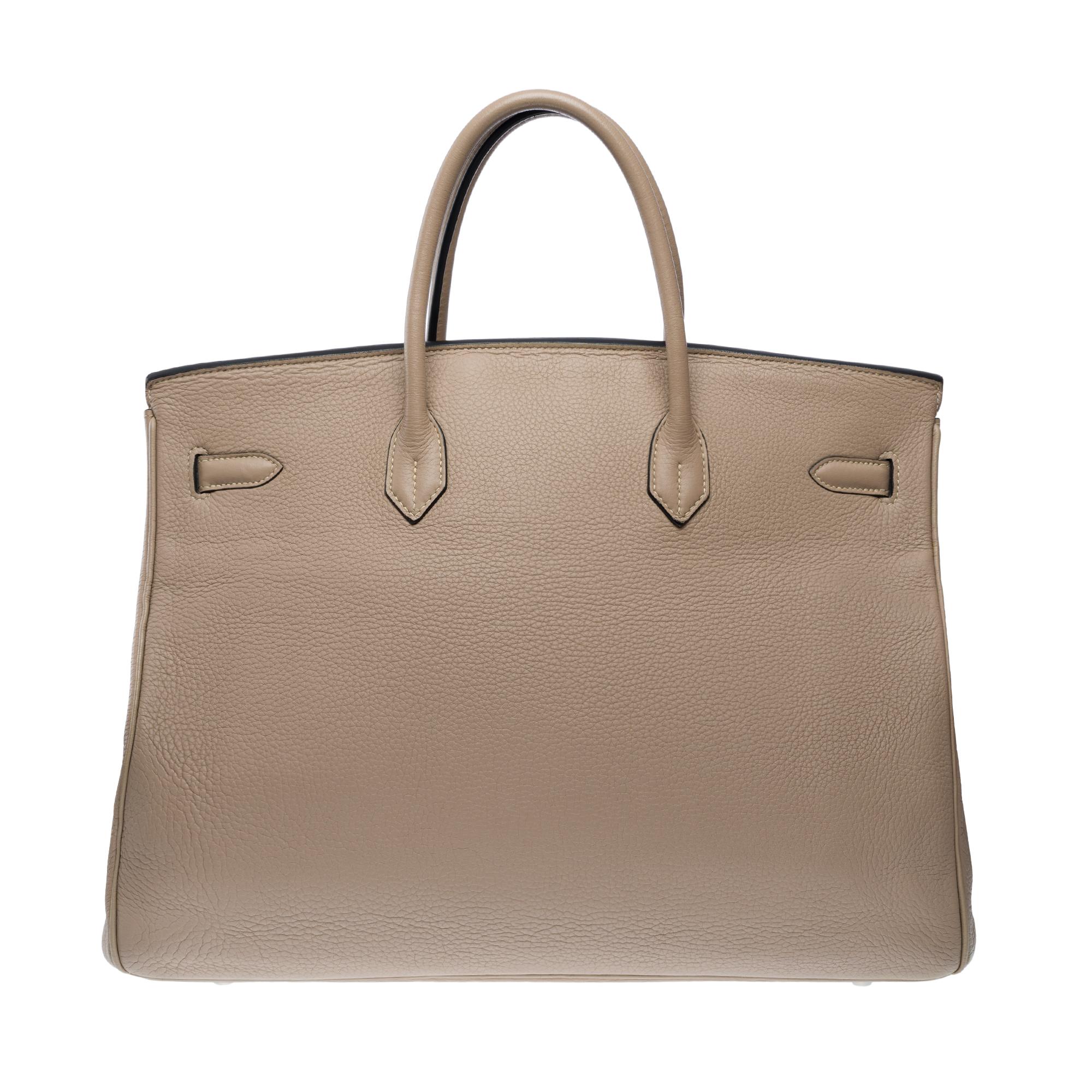 Magnificent Hermès Birkin 40 in Tourterelle Taurillon Clemence leather, PHW 1