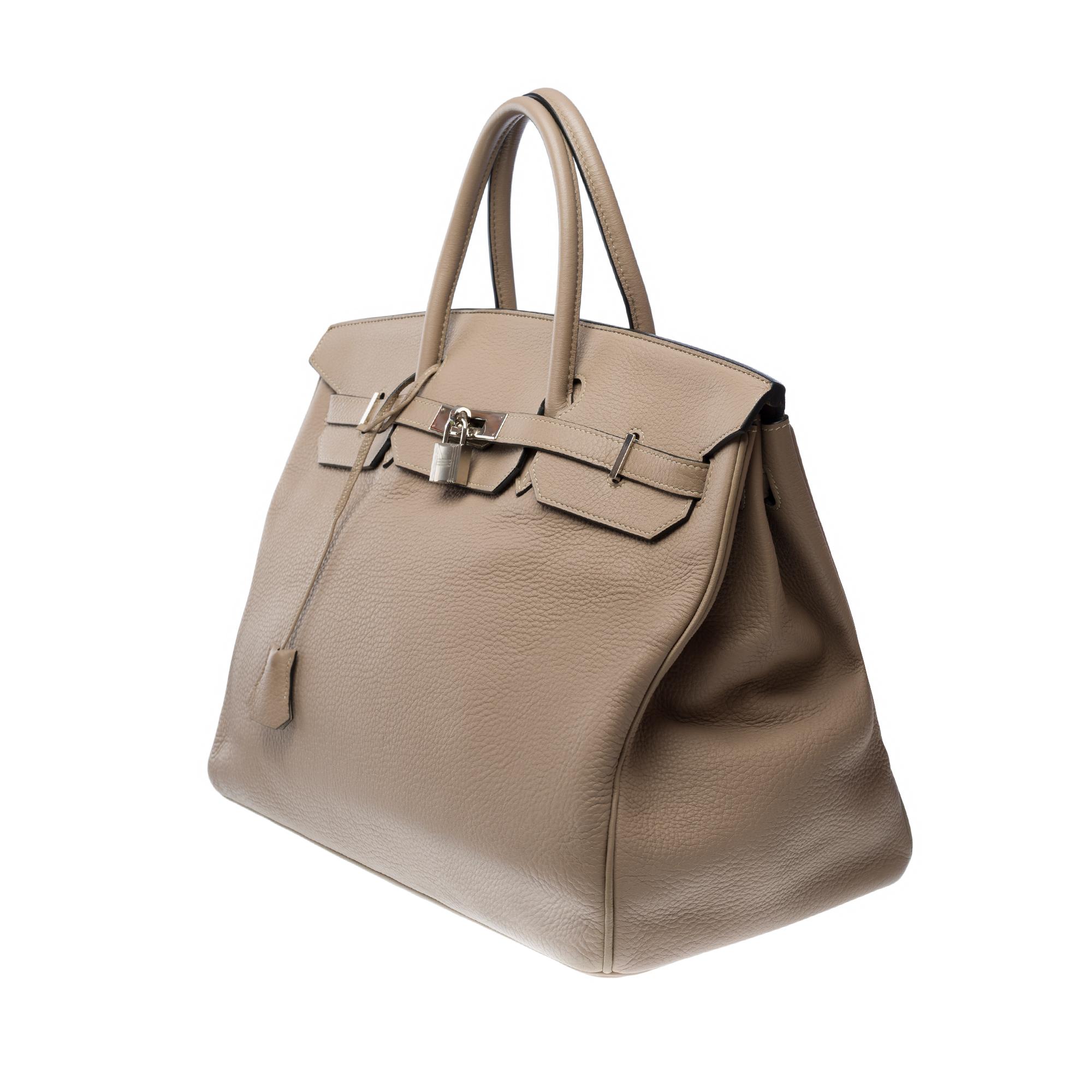 Magnificent Hermès Birkin 40 in Tourterelle Taurillon Clemence leather, PHW 2