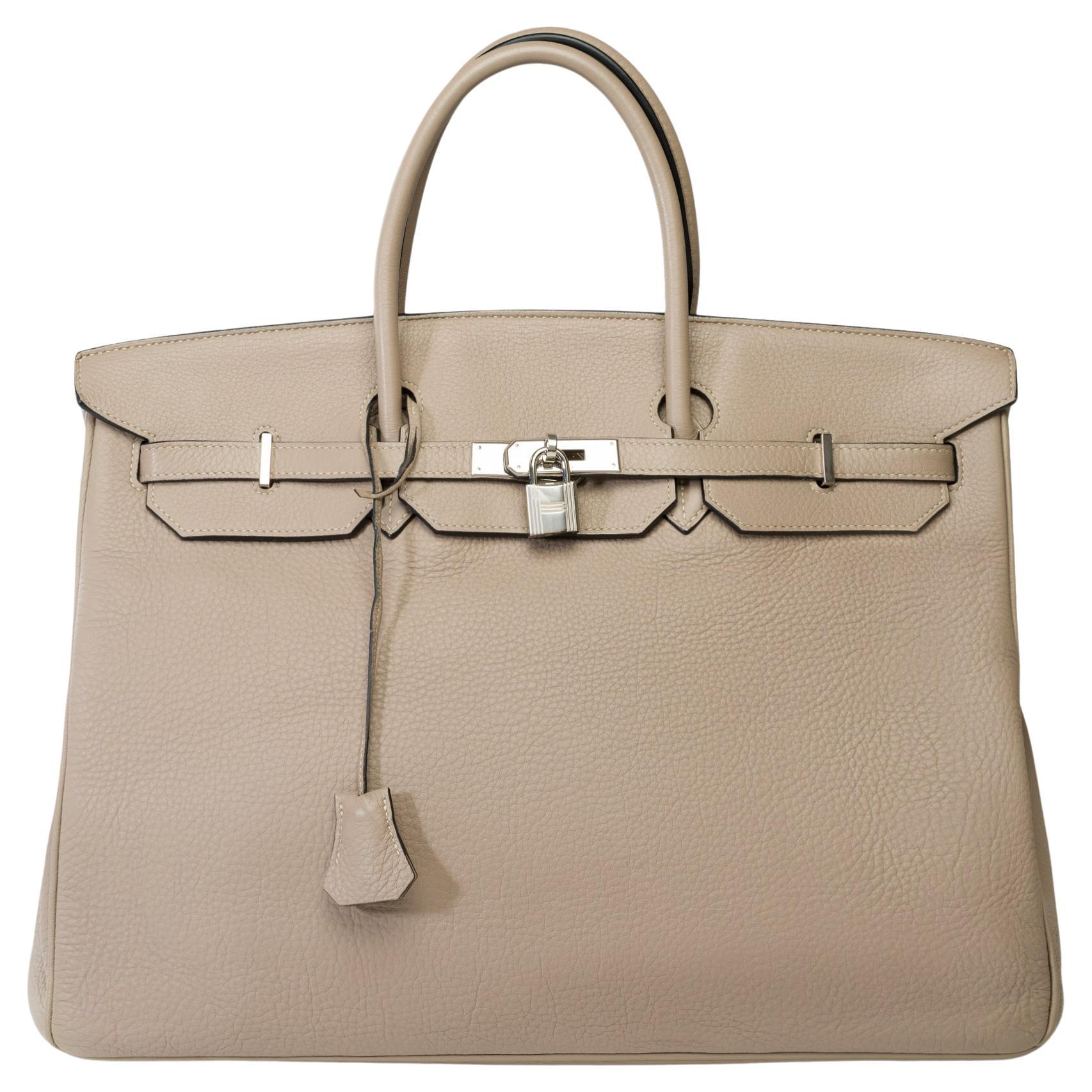 Magnificent Hermès Birkin 40 in Tourterelle Taurillon Clemence leather, PHW
