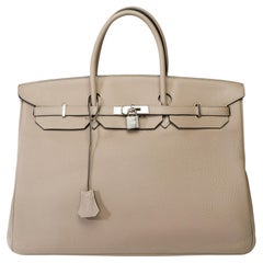 Magnificent Hermès Birkin 40 in Tourterelle Taurillon Clemence leather, PHW