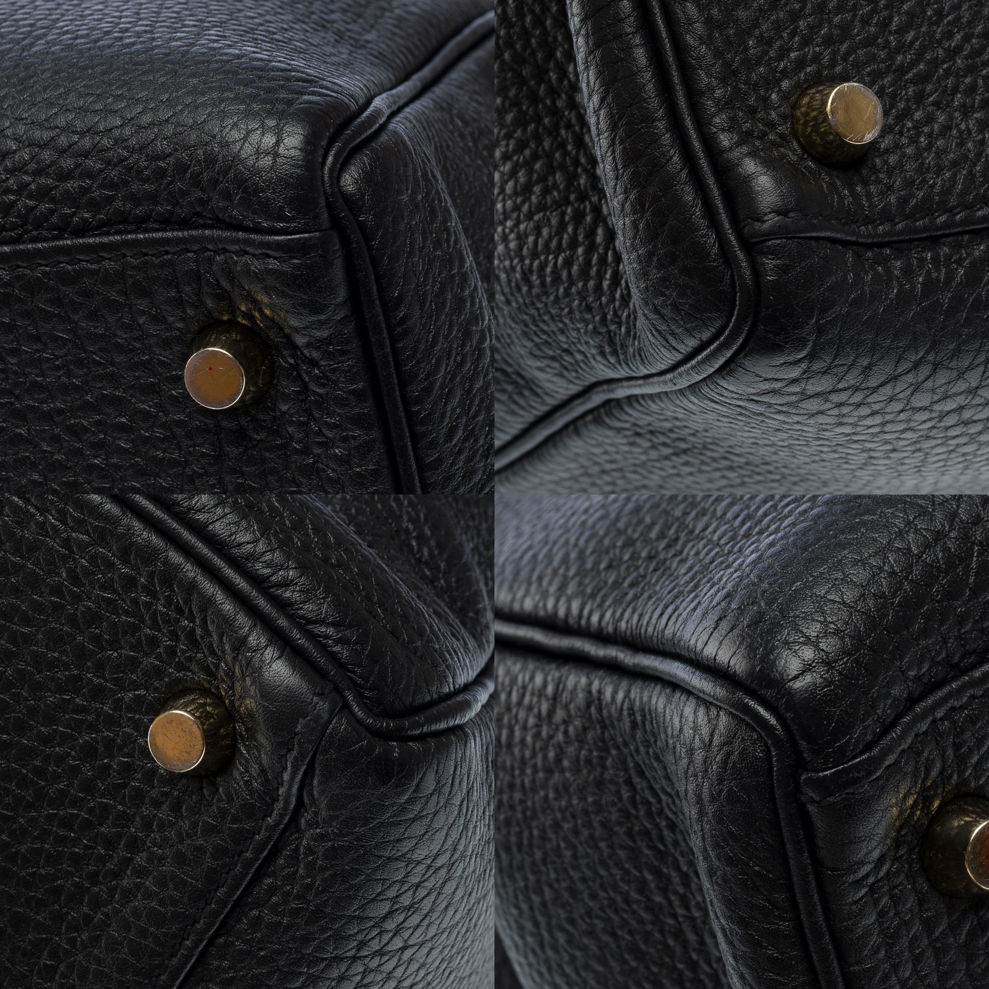 Magnificent Hermès Kelly 35 retourne handbag strap in Black Togo leather , GHW 7