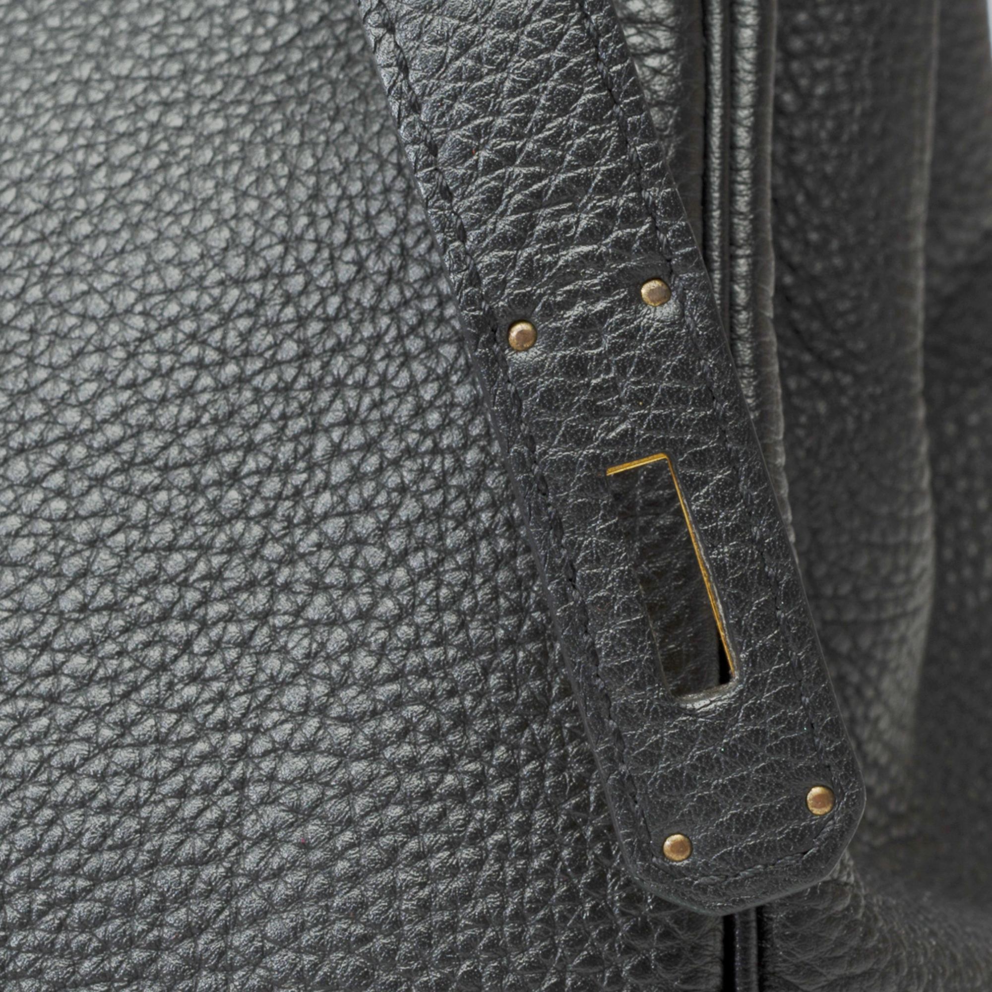 Magnificent Hermès Kelly 35 retourne handbag strap in Black Togo leather , GHW 3