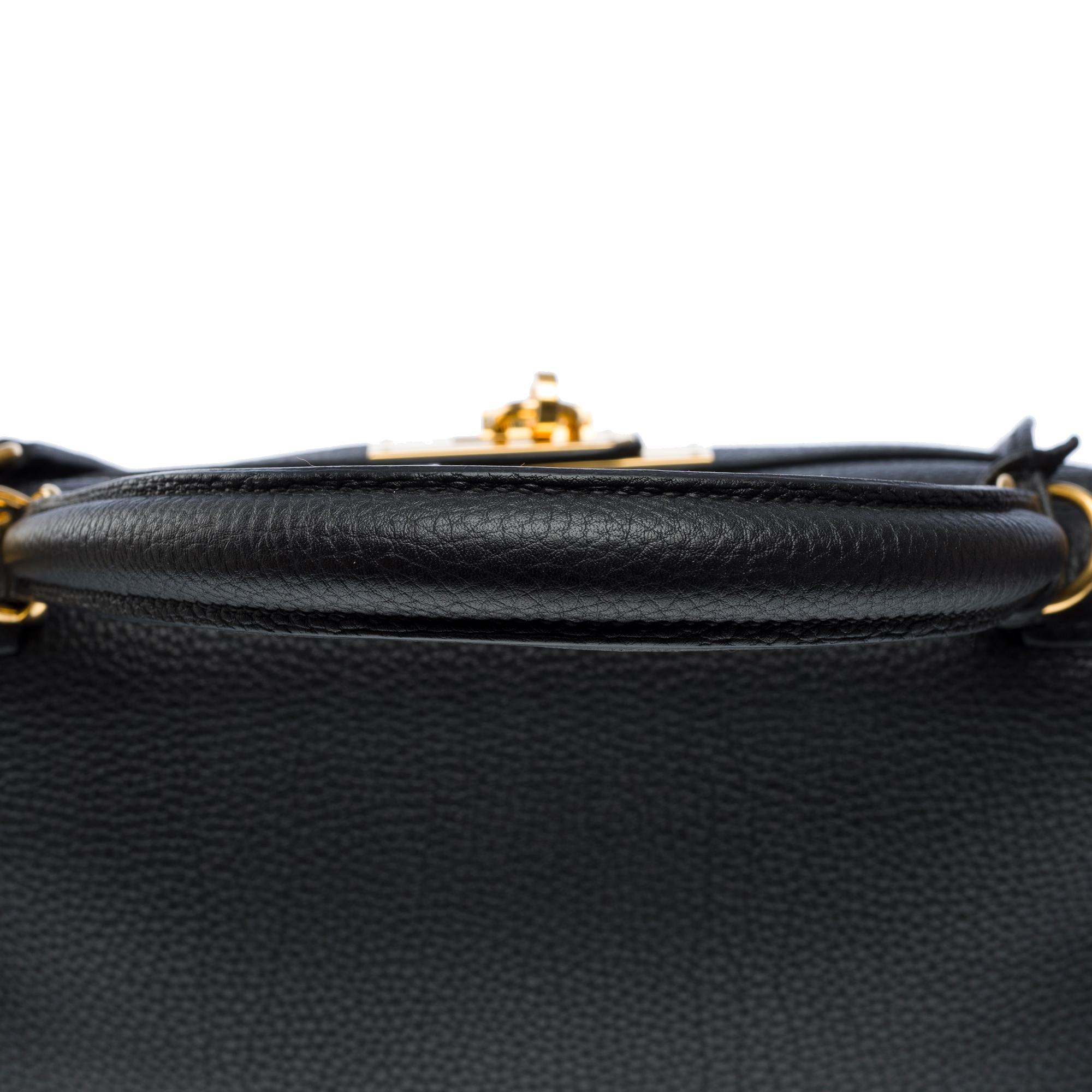 Magnificent Hermès Kelly 35 retourne handbag strap in Black Togo leather , GHW 5
