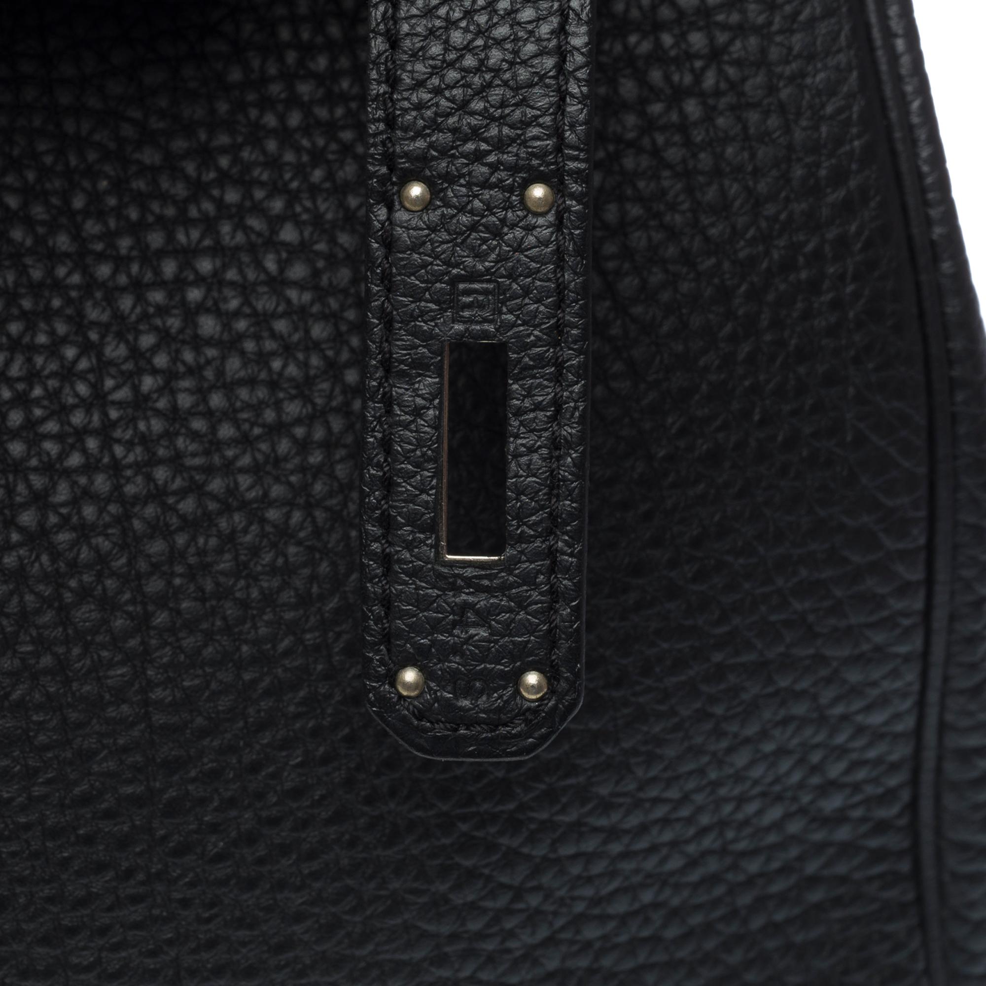 Magnificent Hermès Kelly 35 retourne handbag strap in Black Togo leather , PHW 4