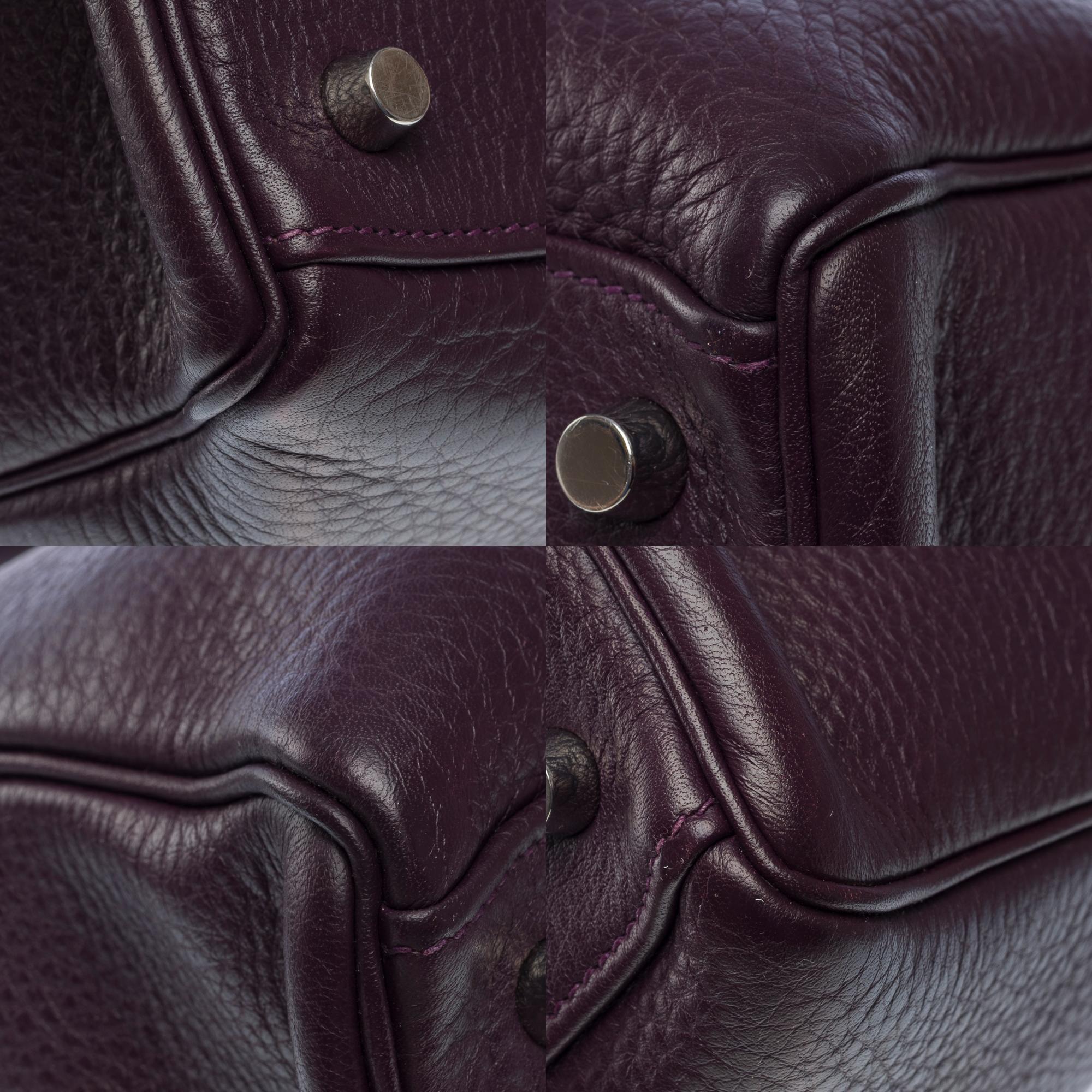 Magnificent Hermès Kelly 35 retourne handbag strap in Raisin Togo leather , SHW For Sale 7