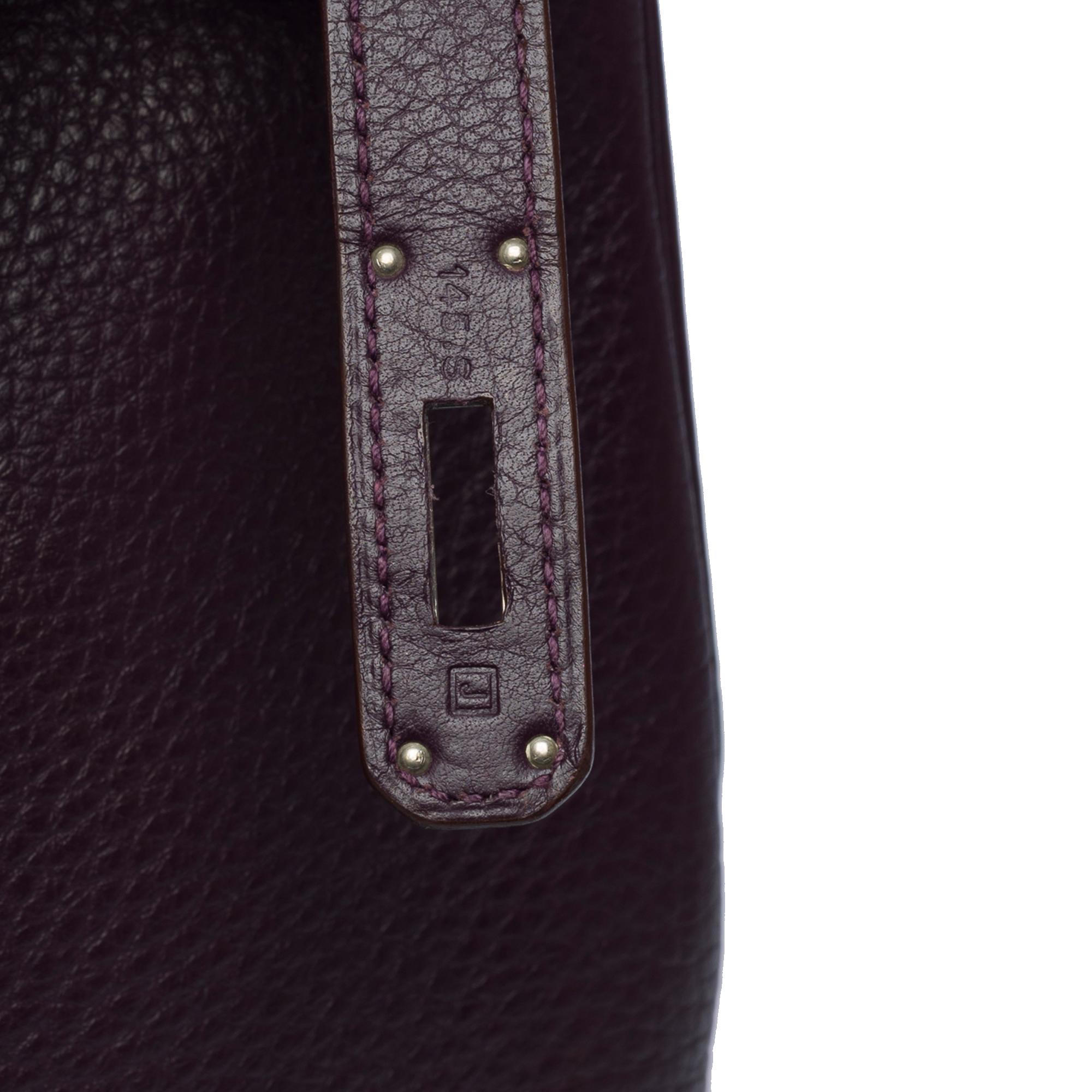 Magnificent Hermès Kelly 35 retourne handbag strap in Raisin Togo leather , SHW For Sale 3