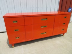 Magnificent Hermes Orange Widdicomb Credenza Asian Brass Mid-Century Modern