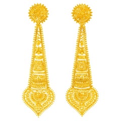 Magnifiques boucles d'oreilles en or massif vers 1950 Inde