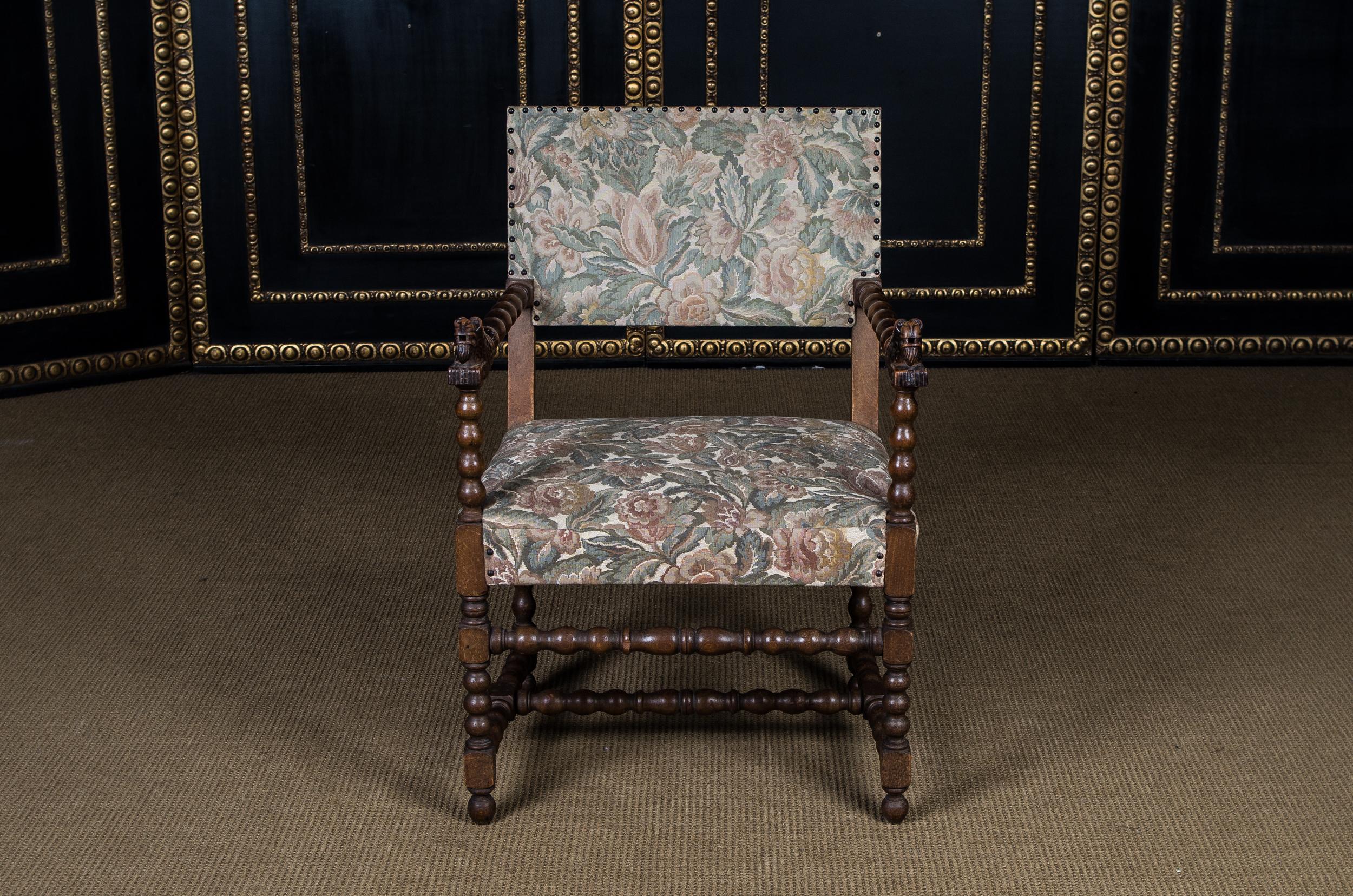 French Magnificent Historical Neo-Renaissance Armchair circa 1850-1870 Mythical Armrest