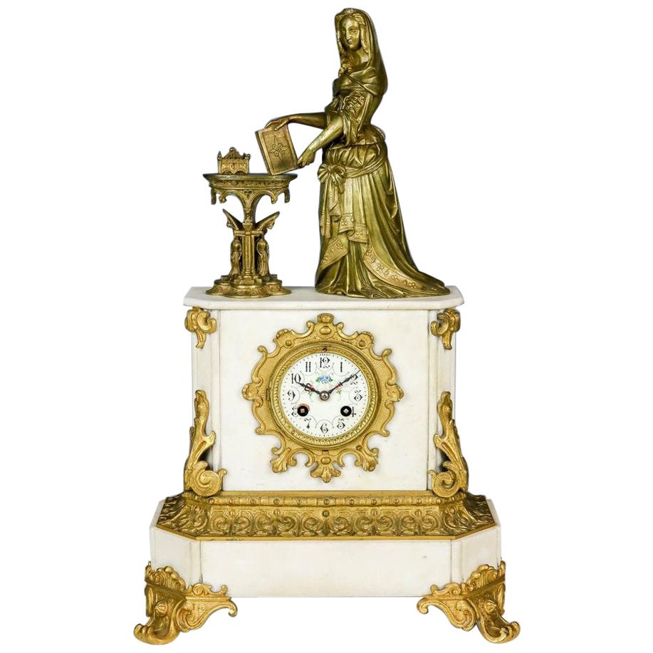 Magnifique horloge de cheminée ou pendule de cheminée de style historique datant d'environ 1890