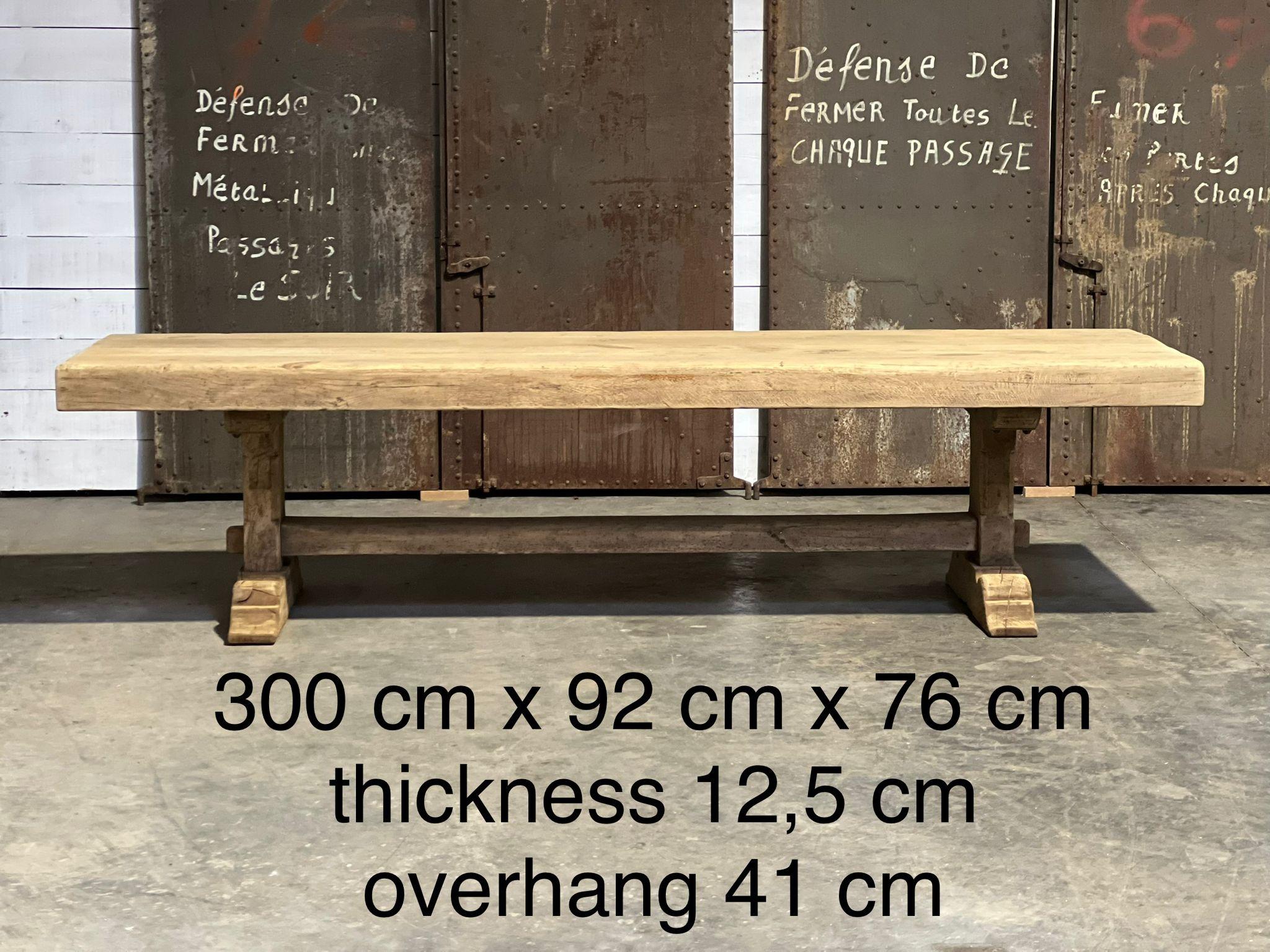 We are extremely pleased to offer what is probably the best Farmhouse Dining Table we have had for many years. 
Not only is it a 3 Meter Table but the Top is an incredible 12.5 cm thick and weighs a tonne. We have never seen a top this thick