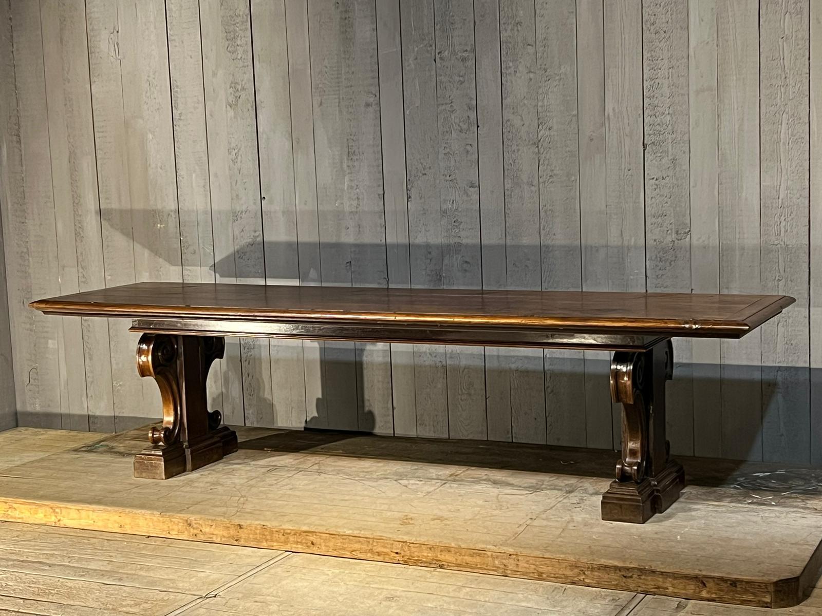 Magnificent Huge French Solid Walnut Dining Table  For Sale 7