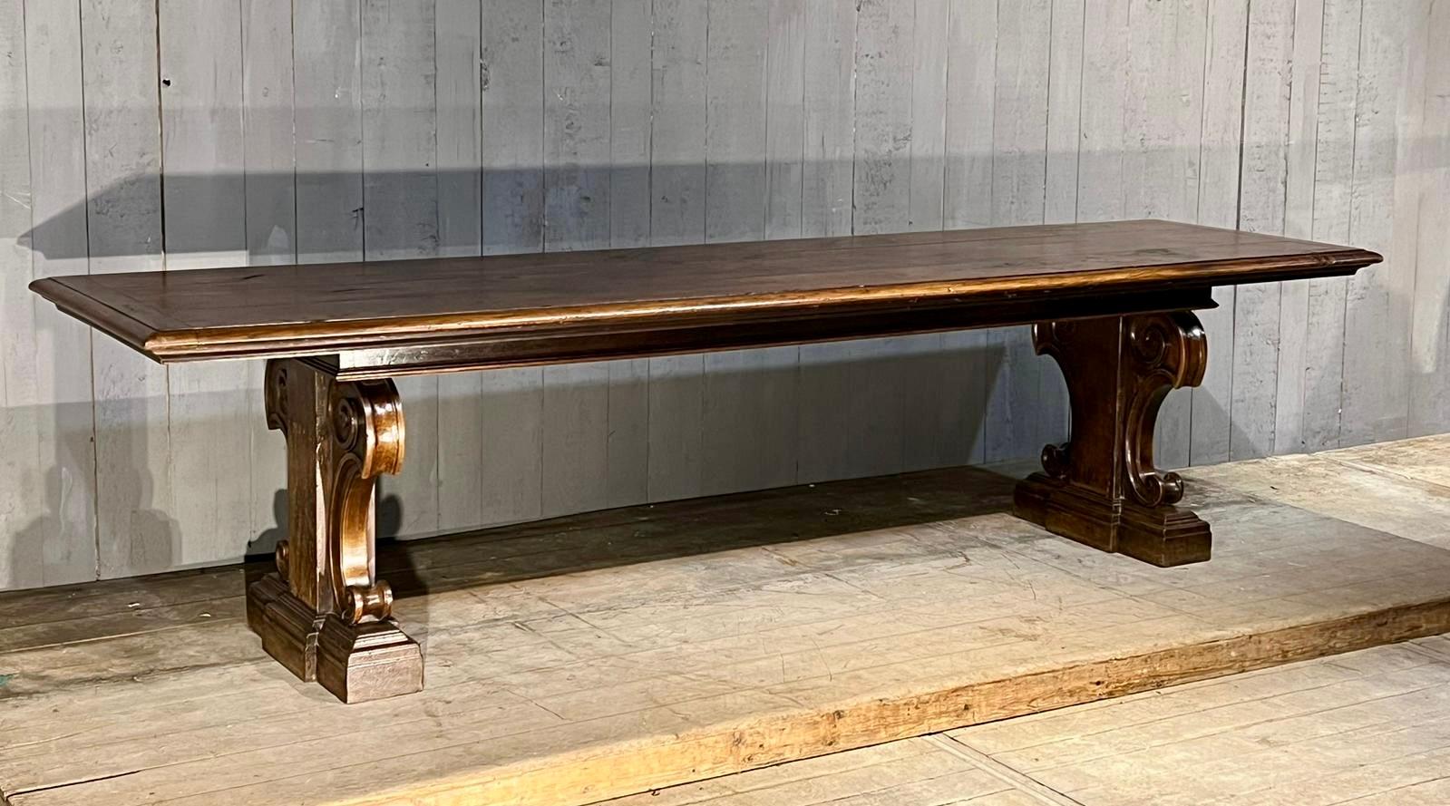 Magnificent Huge French Solid Walnut Dining Table  For Sale 9