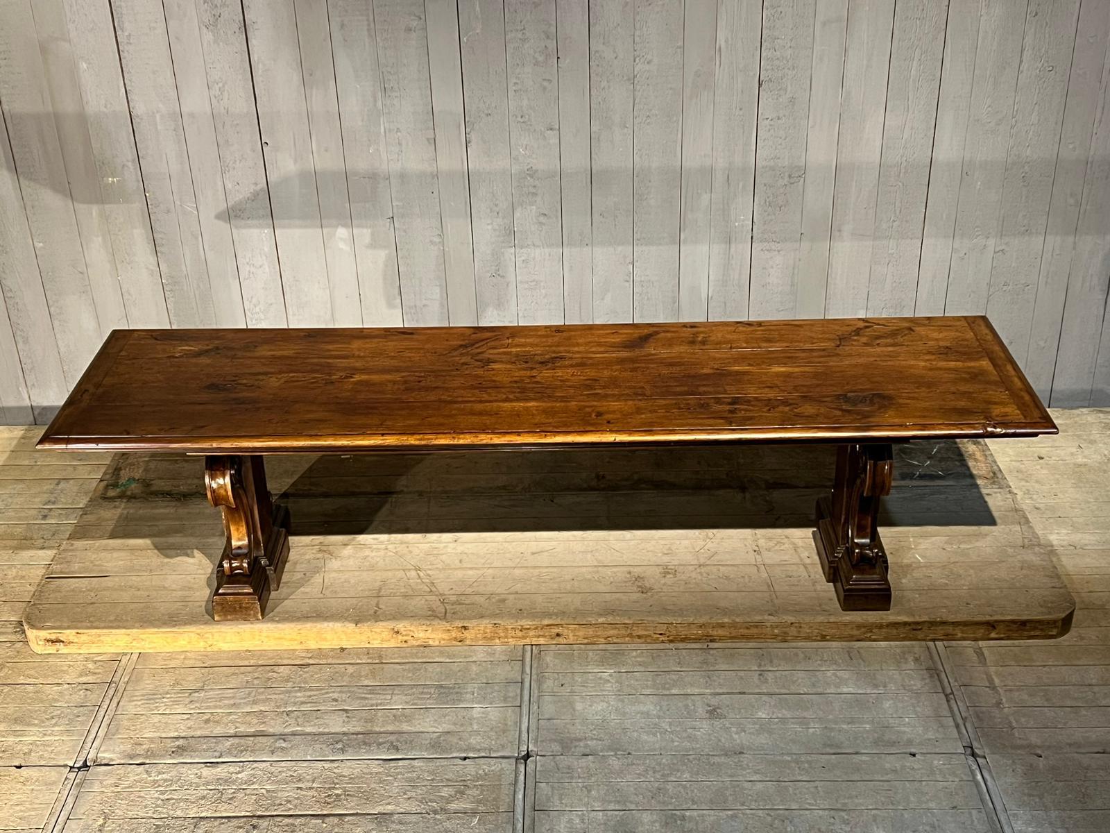 Magnificent Huge French Solid Walnut Dining Table  For Sale 10