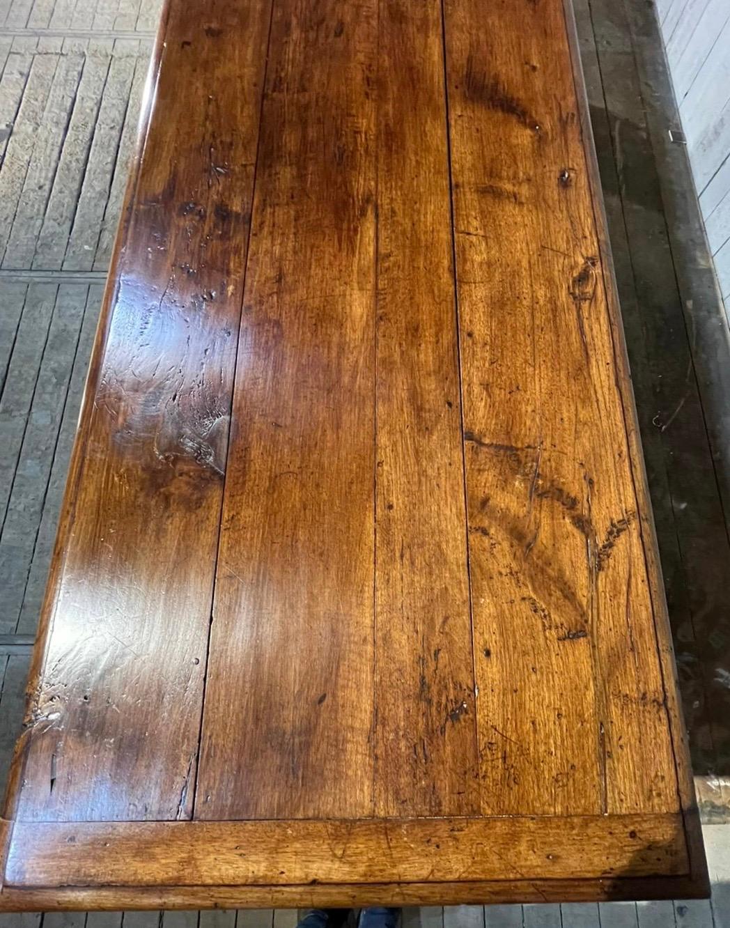 Magnificent Huge French Solid Walnut Dining Table  In Good Condition For Sale In Seaford, GB
