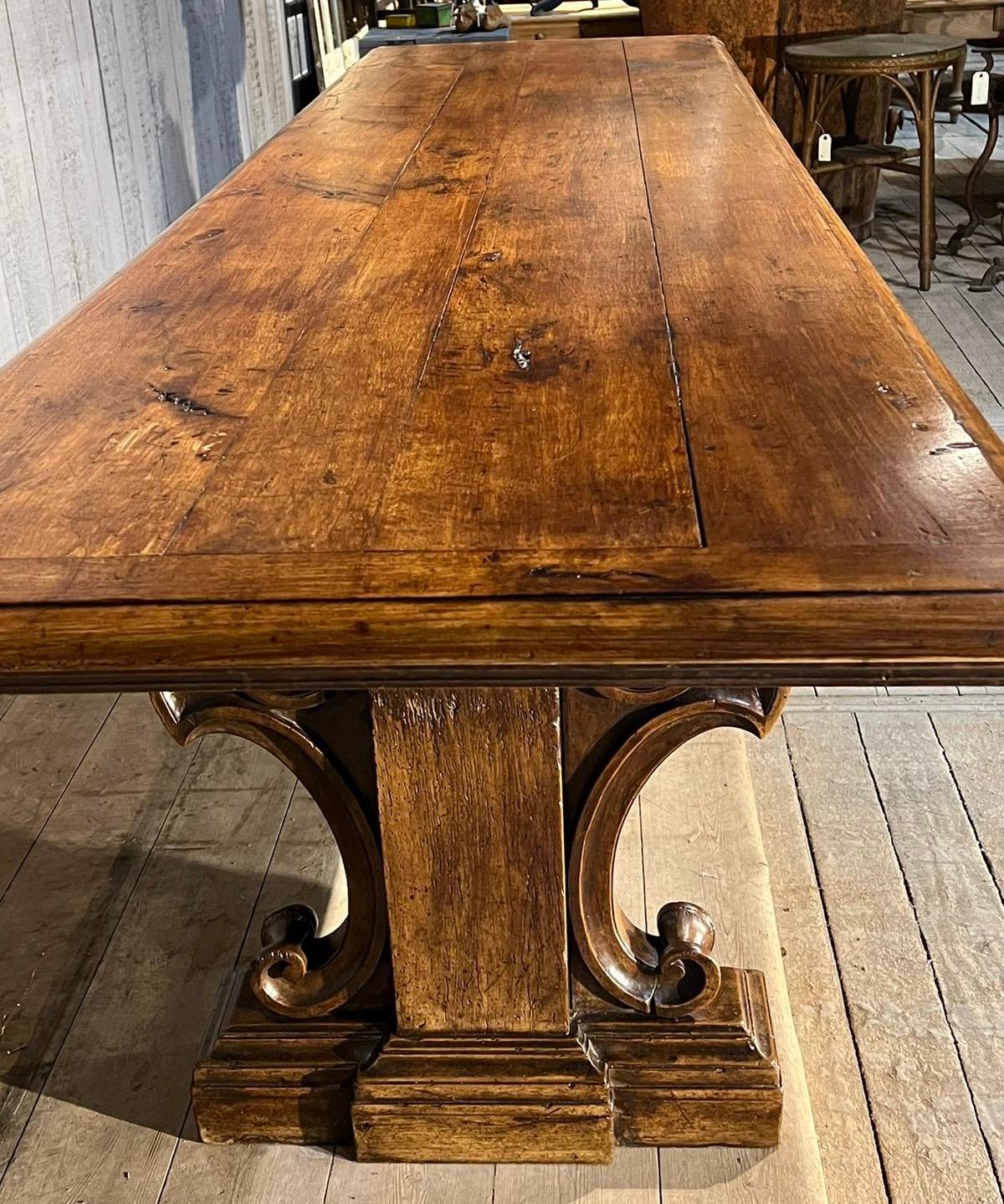Magnificent Huge French Solid Walnut Dining Table  For Sale 2