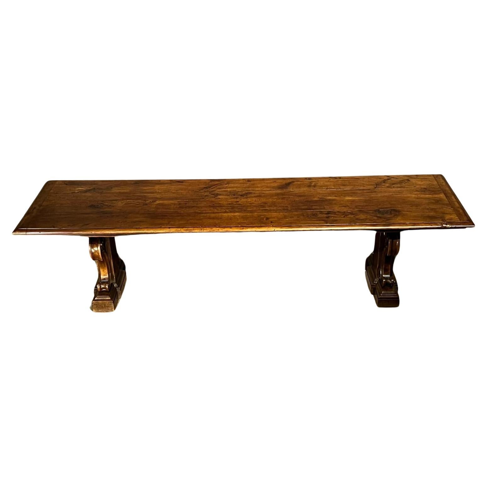 Magnificent Huge French Solid Walnut Dining Table 