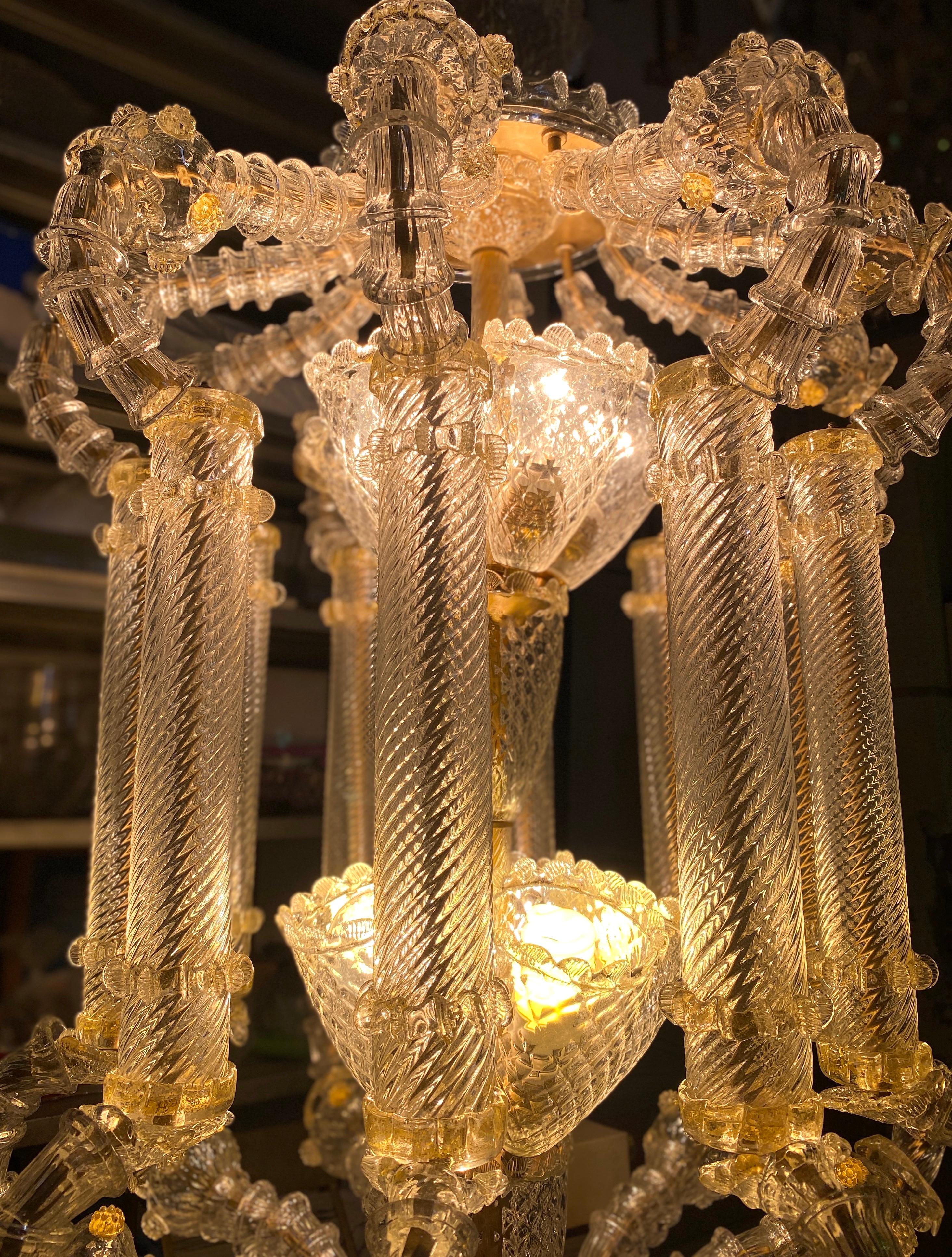 Prächtige große venezianische Glaslaterne oder Kronleuchter aus Glas von Barovier & Toso, 1920er Jahre 4