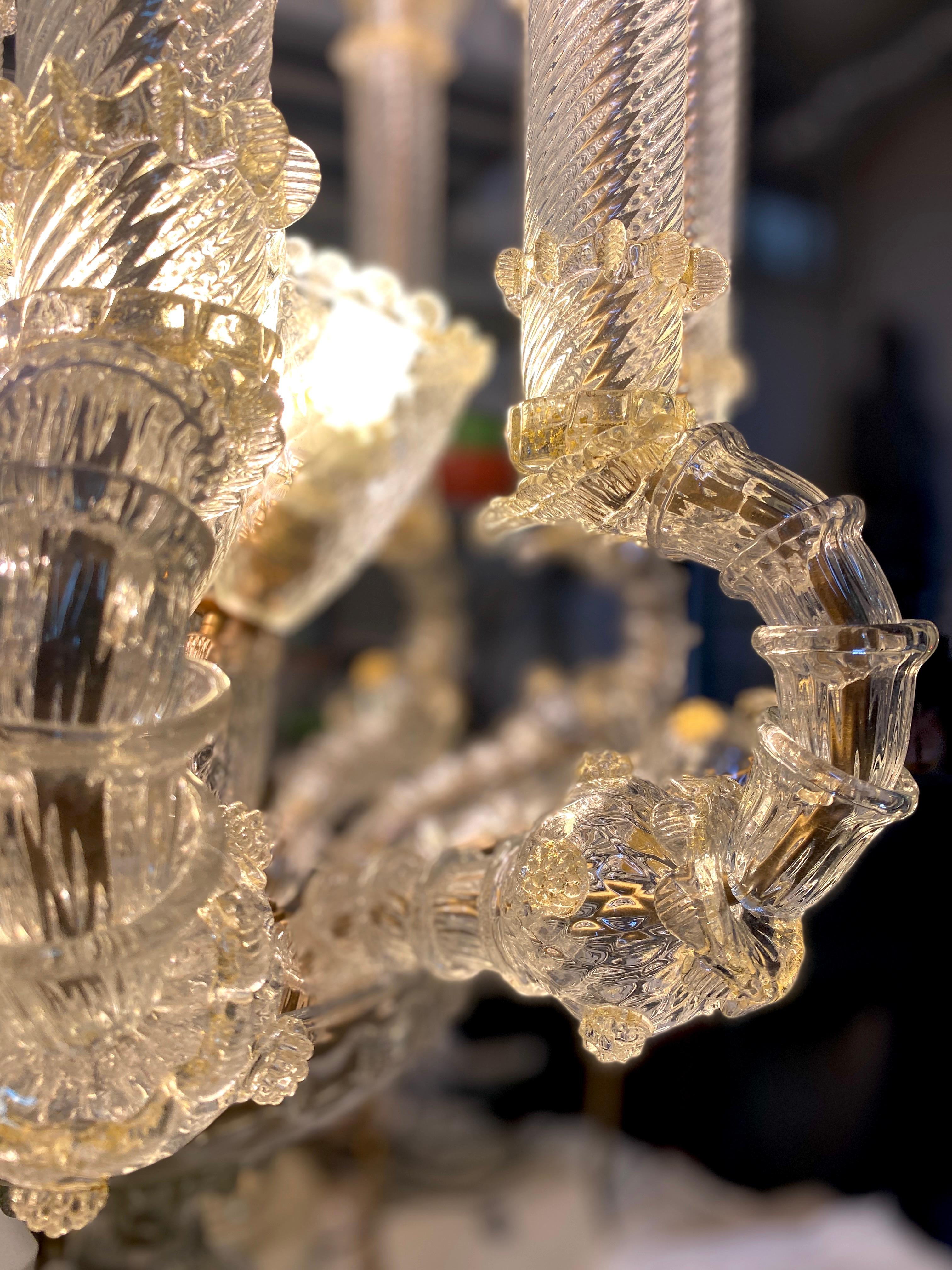 Prächtige große venezianische Glaslaterne oder Kronleuchter aus Glas von Barovier & Toso, 1920er Jahre 5