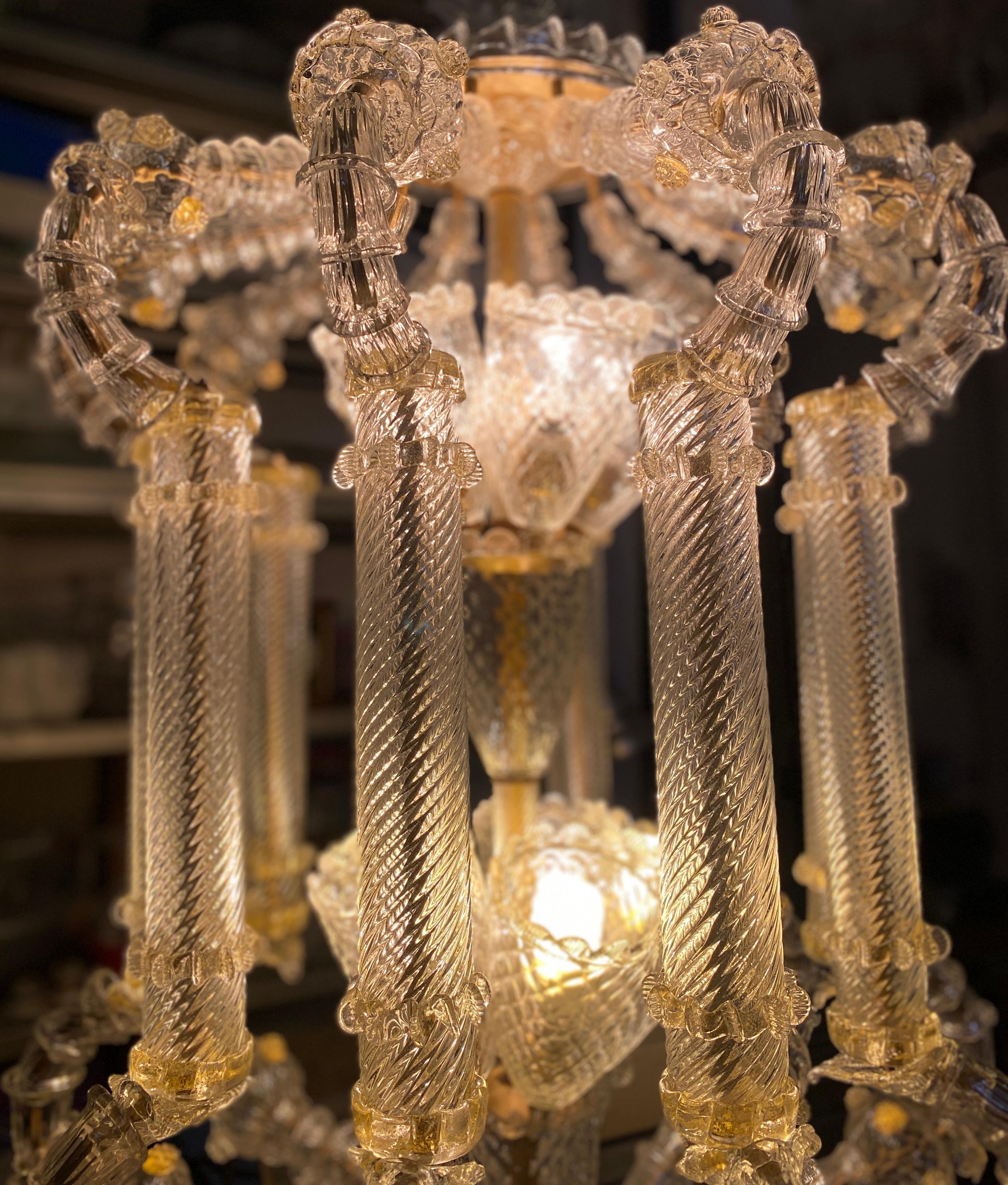 Prächtige große venezianische Glaslaterne oder Kronleuchter aus Glas von Barovier & Toso, 1920er Jahre 6