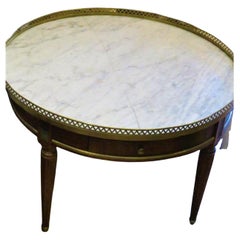  Magnifique table à tiroirs ronde en marbre blanc de style Jansen des années 1920