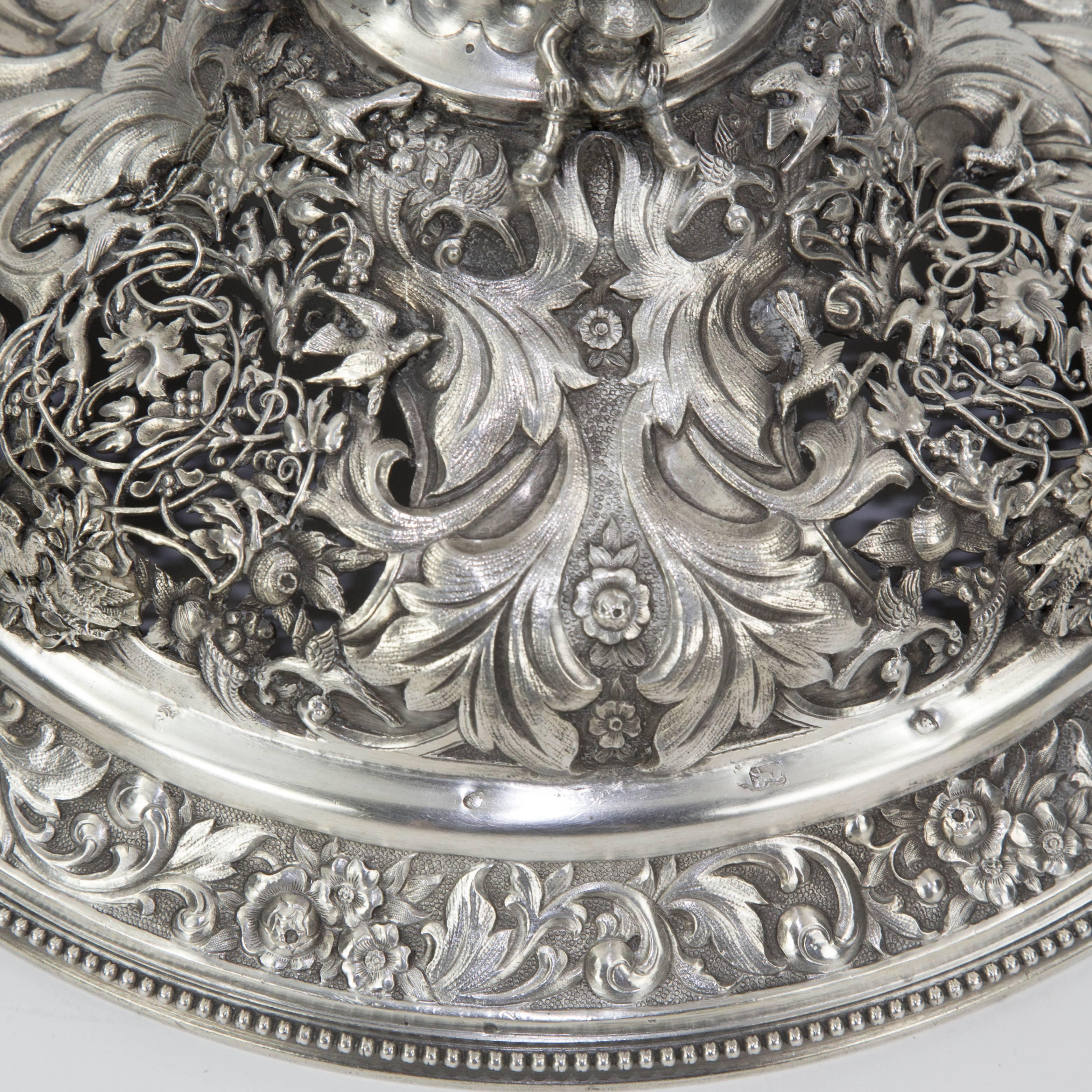 19th Century Magnificent Important Antique Large Silver Covered Chalice For Sale