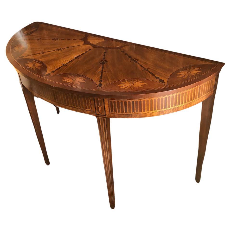 Lovely Triangular Mixed Wood Intricately Inlaid Table the Opens to Card ...
