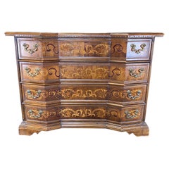 Magnificent Inlaid Mixed Wood Italian Serpentine Chest of Drawers