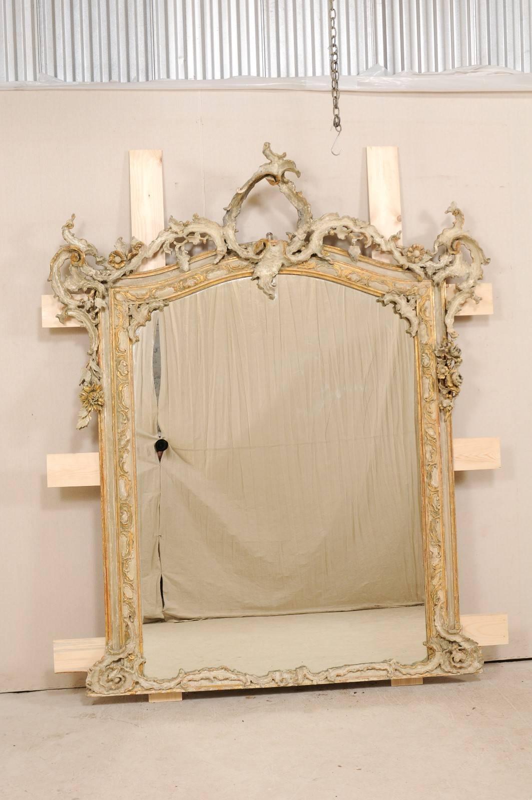Magnificent Italian 19th Century Grand Scale Baroque Style Carved Wood Mirror In Good Condition In Atlanta, GA