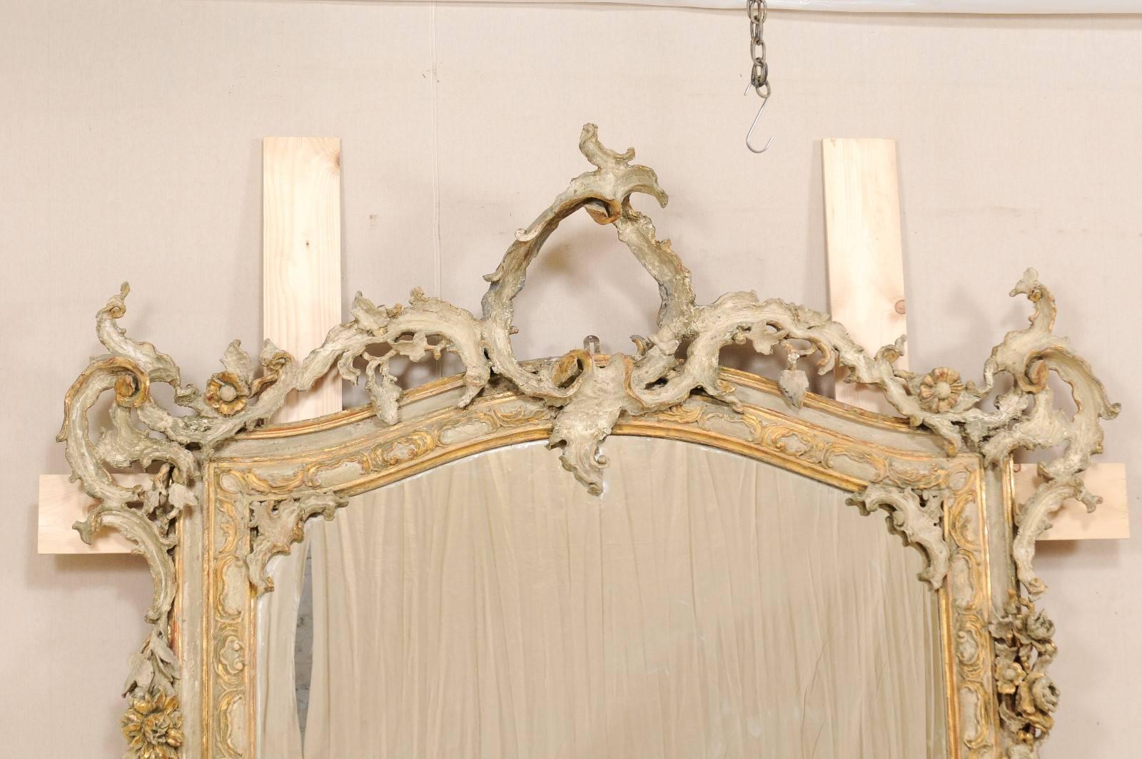 Magnificent Italian 19th Century Grand Scale Baroque Style Carved Wood Mirror 2