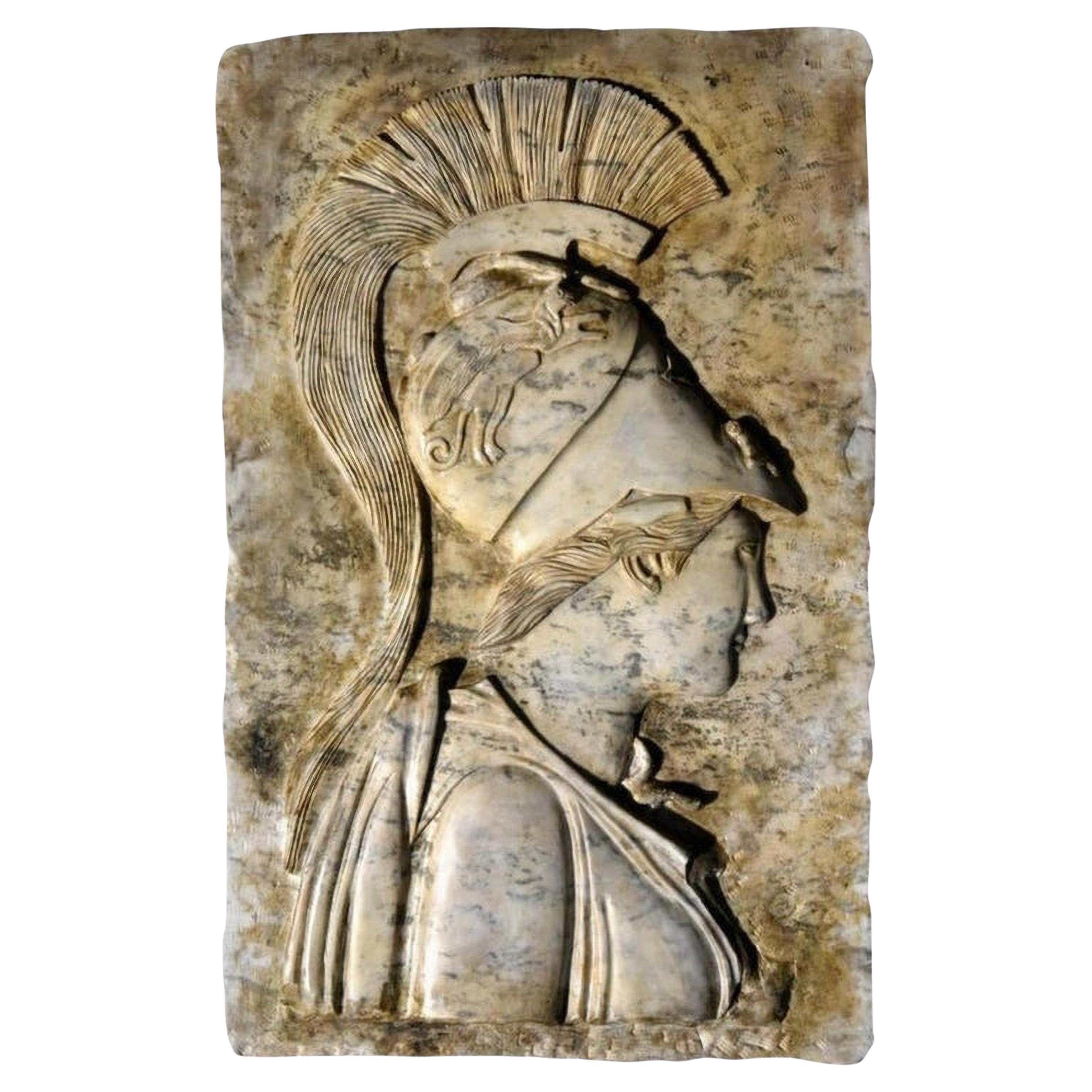 Magnificent Italian Bas-Relief "Athena of Piraeus" Carrara Marble, 20th Century For Sale