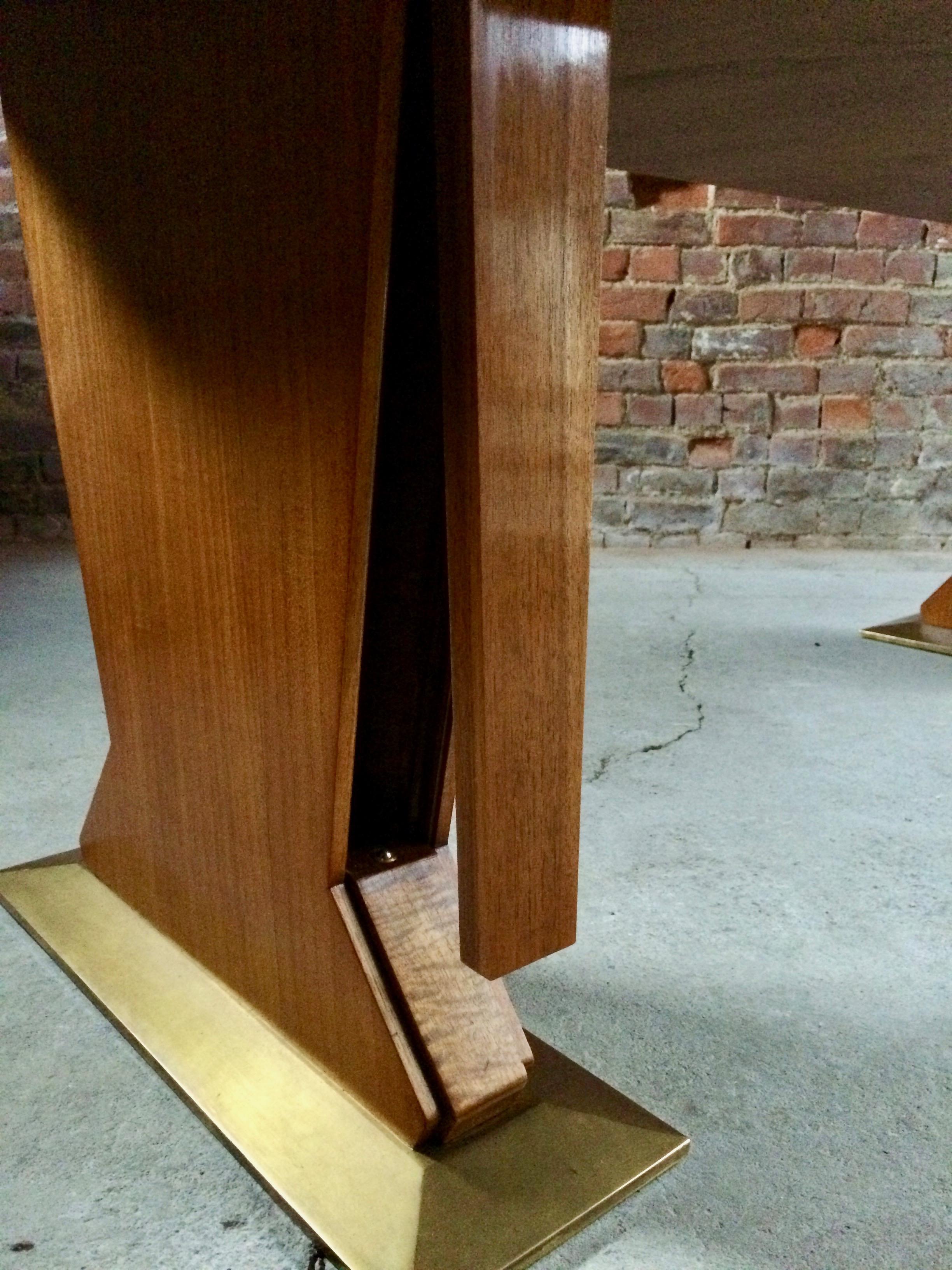Magnificent Italian Desk Table Osvaldo Borsani Walnut Leather, Midcentury, 1940s 5
