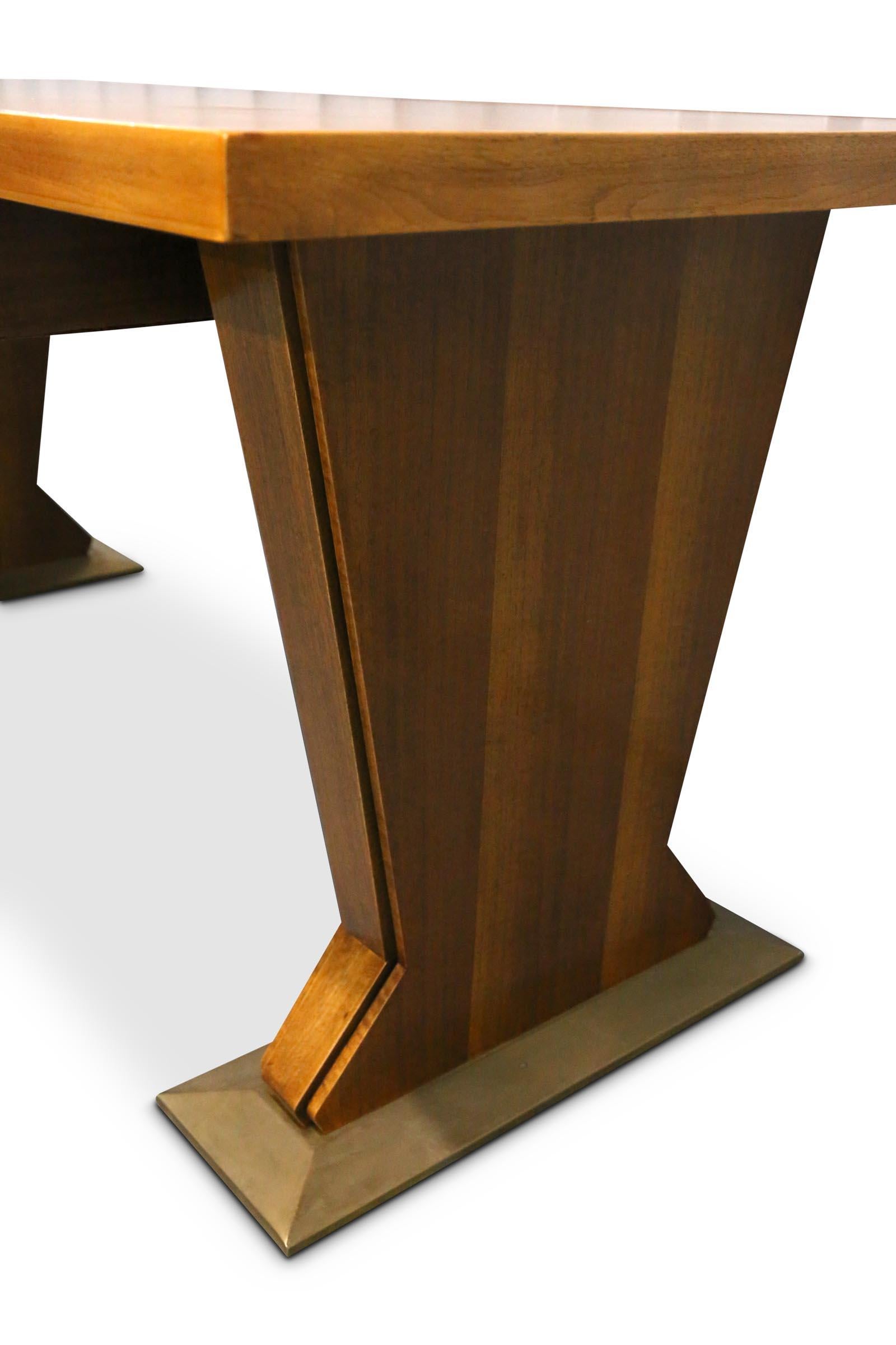 Mid-Century Modern Magnificent Italian Desk Table Osvaldo Borsani Walnut Leather, Midcentury, 1940s