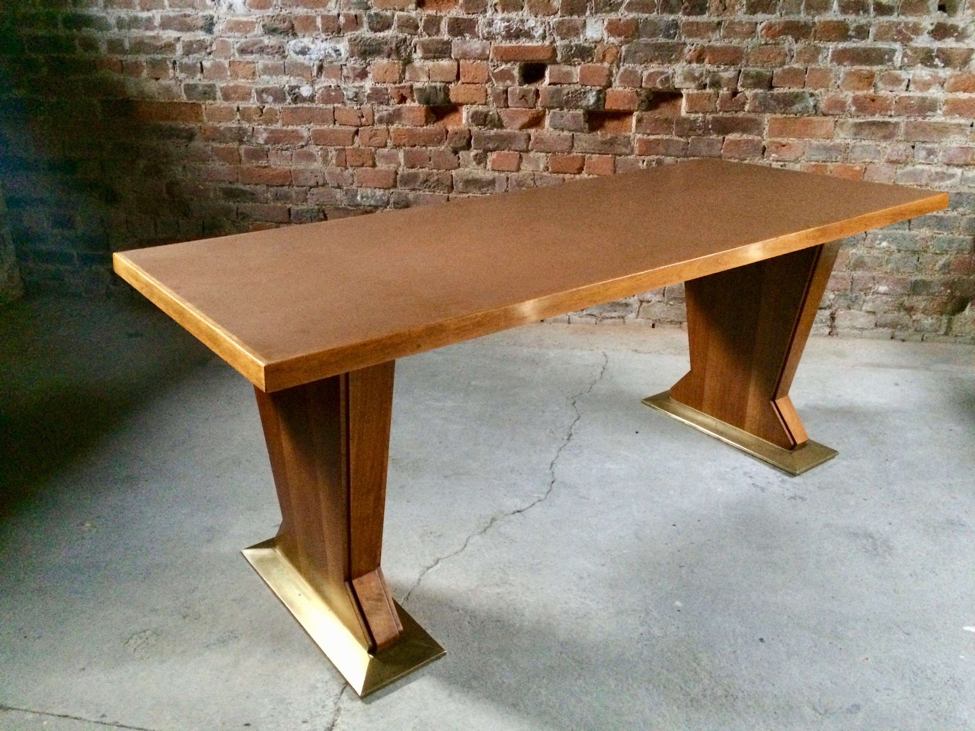 Mid-20th Century Magnificent Italian Desk Table Osvaldo Borsani Walnut Leather, Midcentury, 1940s