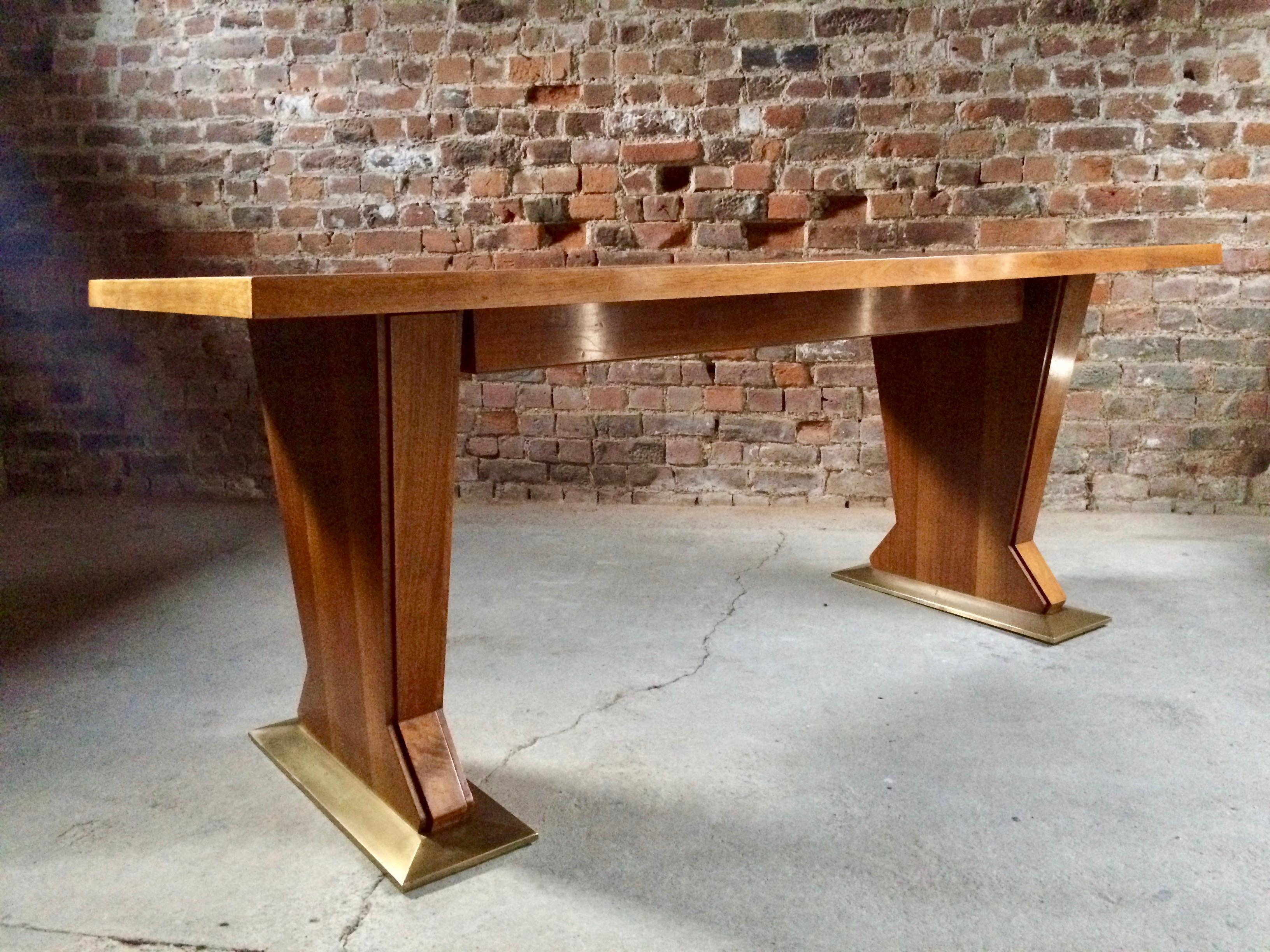 Magnificent Italian Desk Table Osvaldo Borsani Walnut Leather, Midcentury, 1940s 1