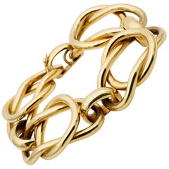 Magnificent Italian Fancy Link 18 Karat Gold Heavy Retro Bracelet